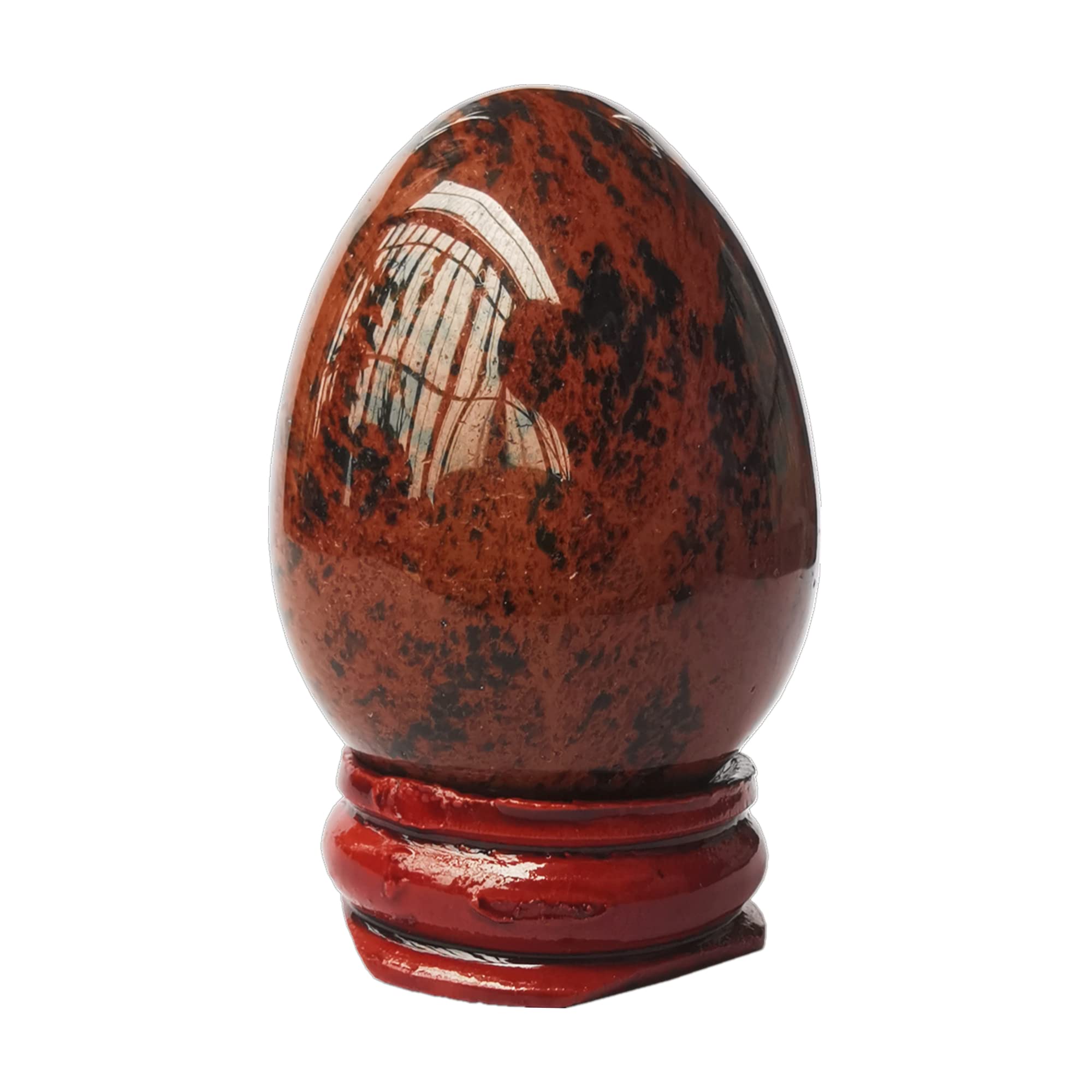 Natural Golden Swan Egg-Shape Meditation Chakra and Home Decor Balancing Gemstone and Crystals Figurines Kit,1.96"x 1.37"Reiki Healers and Yoga Practioner,with Wooden Stand