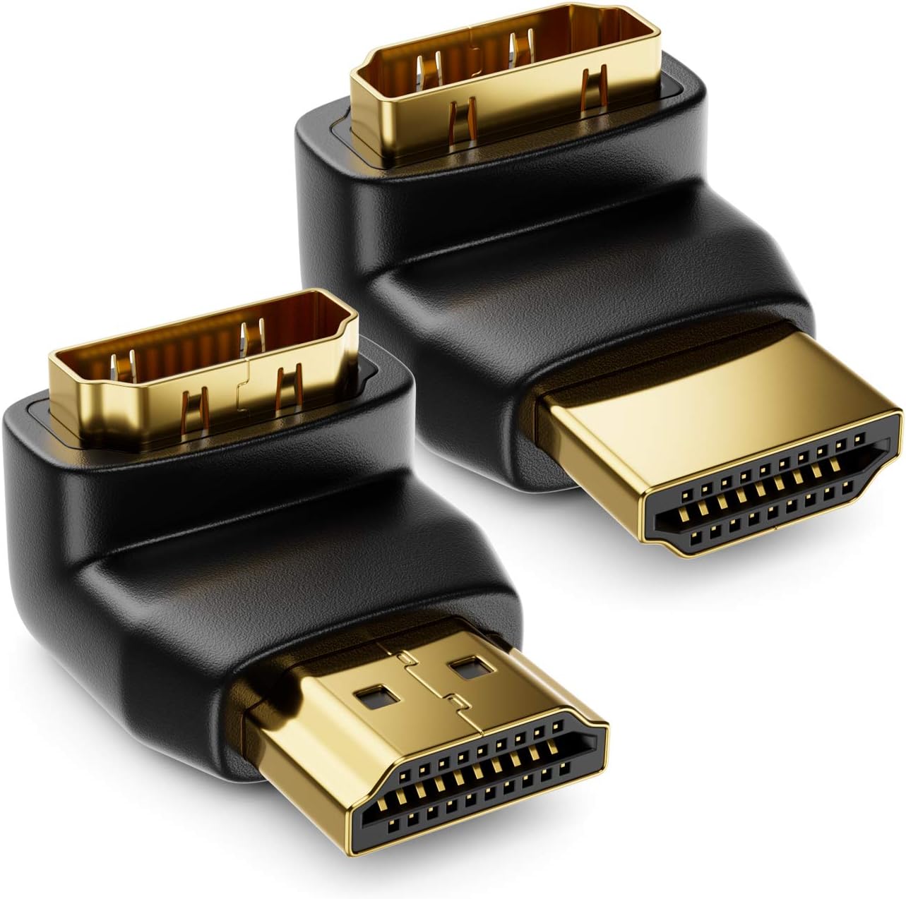 deleyCON 2x Adattatore Angolare HDMI a 90° in Set - Presa e Spina HDMI Tipo A - 4K Ultra HD UHD 3D Full HD 1080p HDR ARC Highspeed con Ethernet