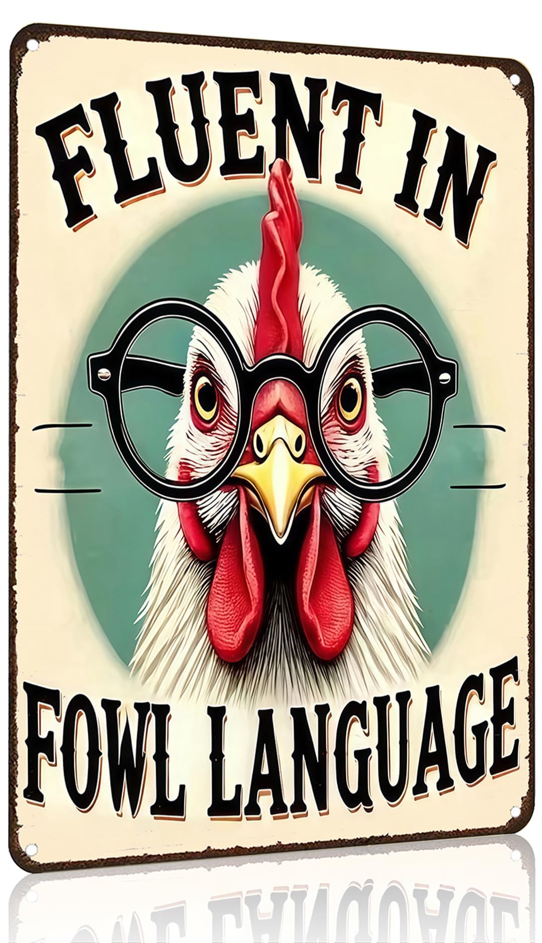 Funnysign Chicken Gifts Vintage Chicken Fluent In Fowl Languages Tin Sign for Chicken Coop Farm Kitchen Garden Yard Decor 8x12 inch(3917)