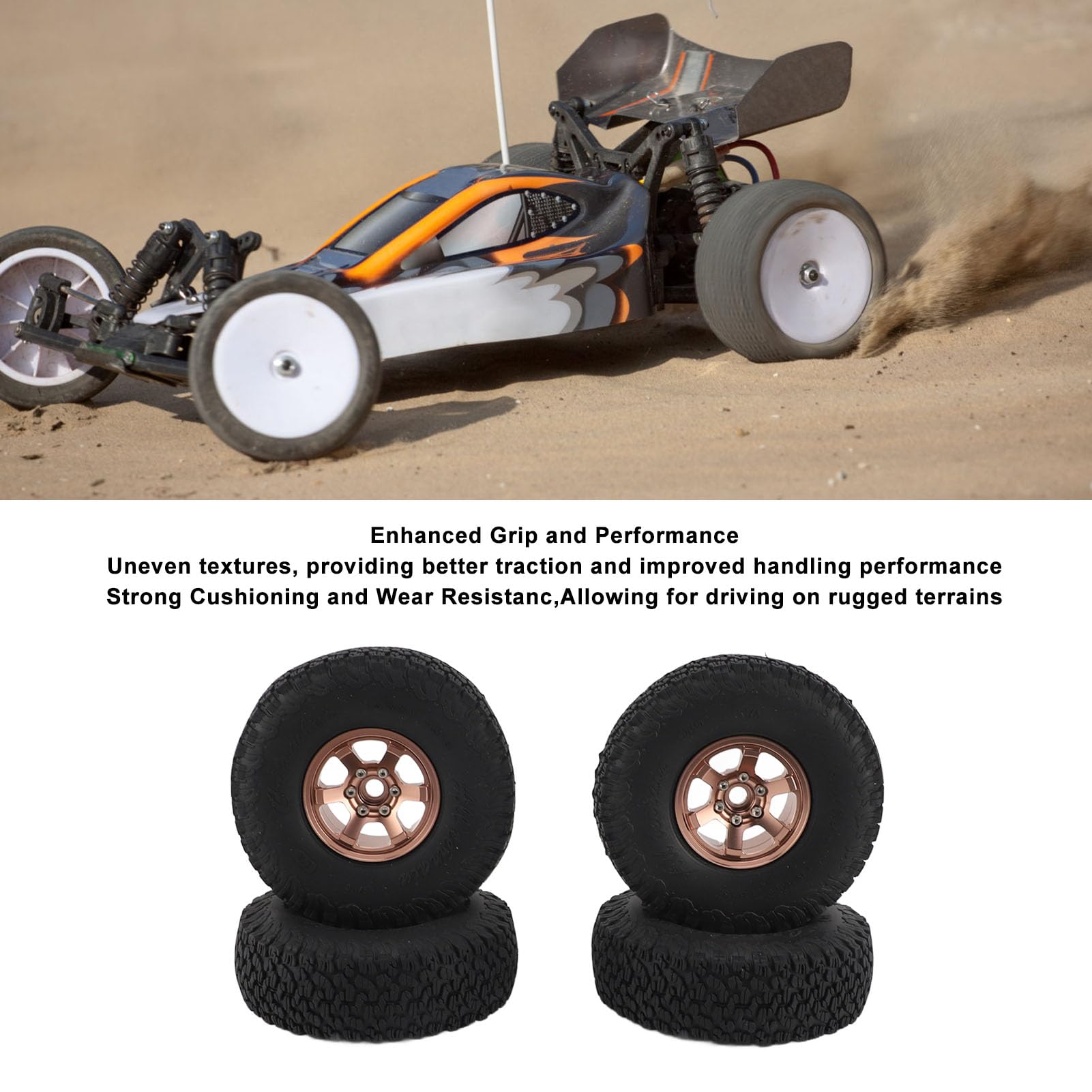 RC Crawler Opony 1,9 -calowy stop z aluminium Guma mocna amortyzację odporności na zużycie uniwersalne dla SCX10 RBX10 1/10 Crawler 4pcs (Srebrny)