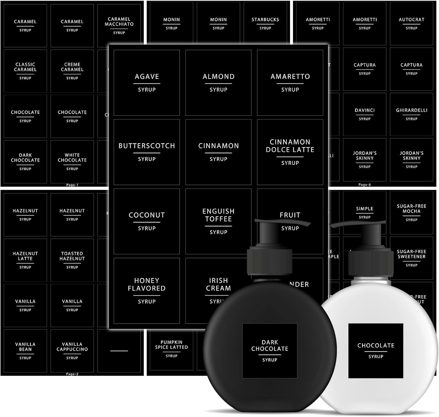 168pcs Coffee Syrup Labels for Coffee Bar Accessories