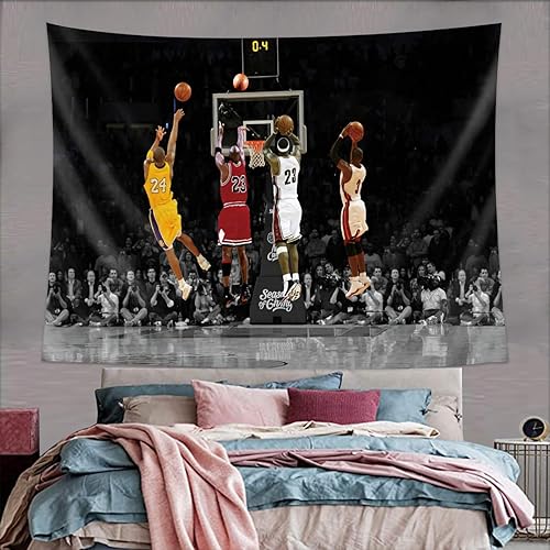 Miniatura 4 de SENROCK Tapiz de baloncesto, póster deportivo, banderas de jugador de leyendas de baloncesto para habitación, arte decorativo para colgar en la