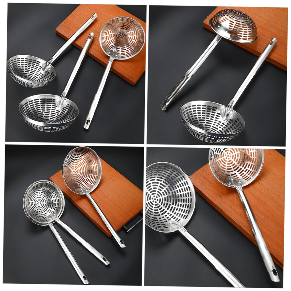 Garneck Colador de Acero Inoxidable para Cocina con Mango Hueco Resistente al Calor, Colador Multifuncional para Pasta y Freír, Utensilio de Cocina Doméstico, Tamaño Medio,