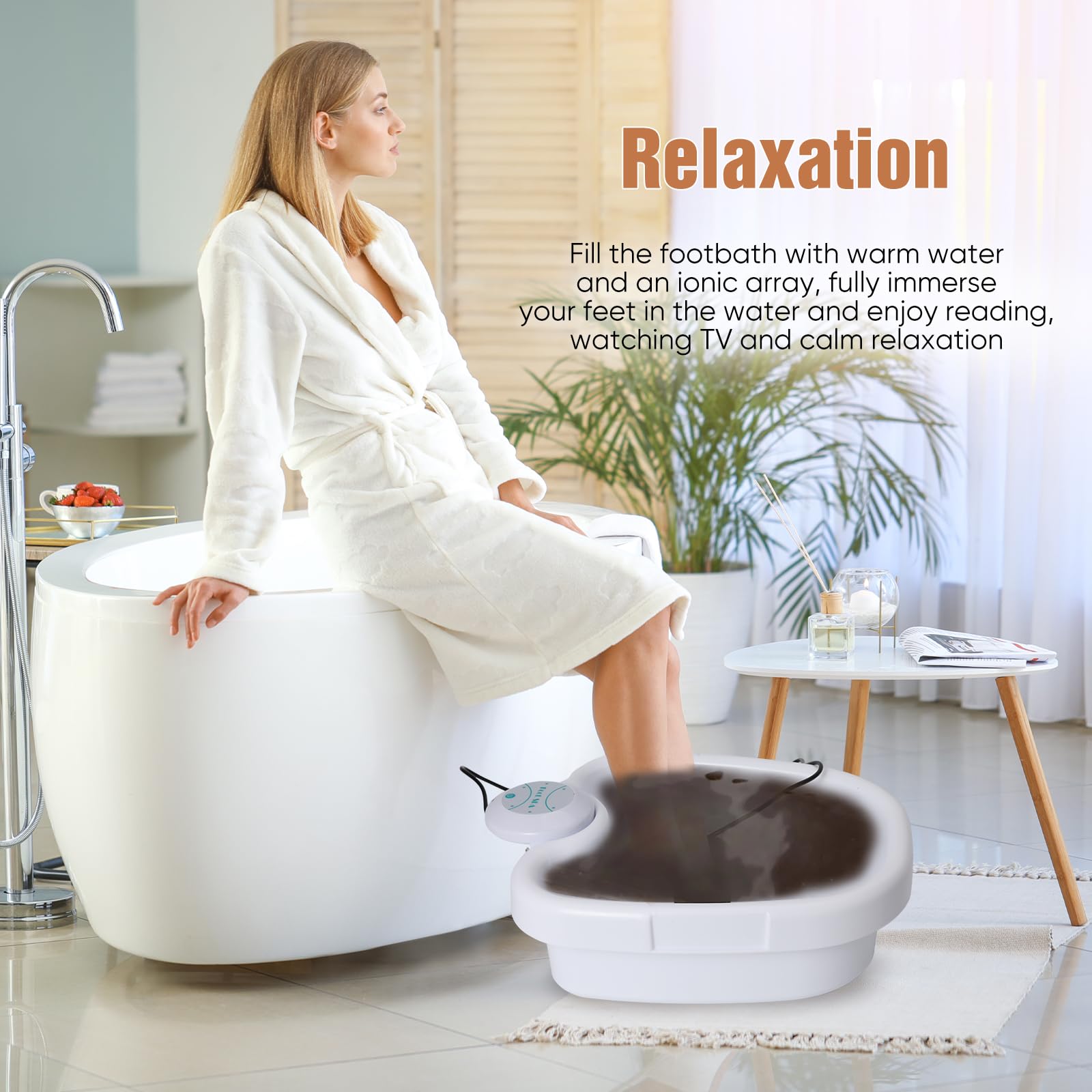Ionen FußBad, Ionen Fussbad Detox, Elektrolyse Fussbad Entgiftung, Ionic Foot Spa Detox Becken Set, Ionen-Fussbad-System, Tragbare Pedicure Foot Bathtub (mit Becken)