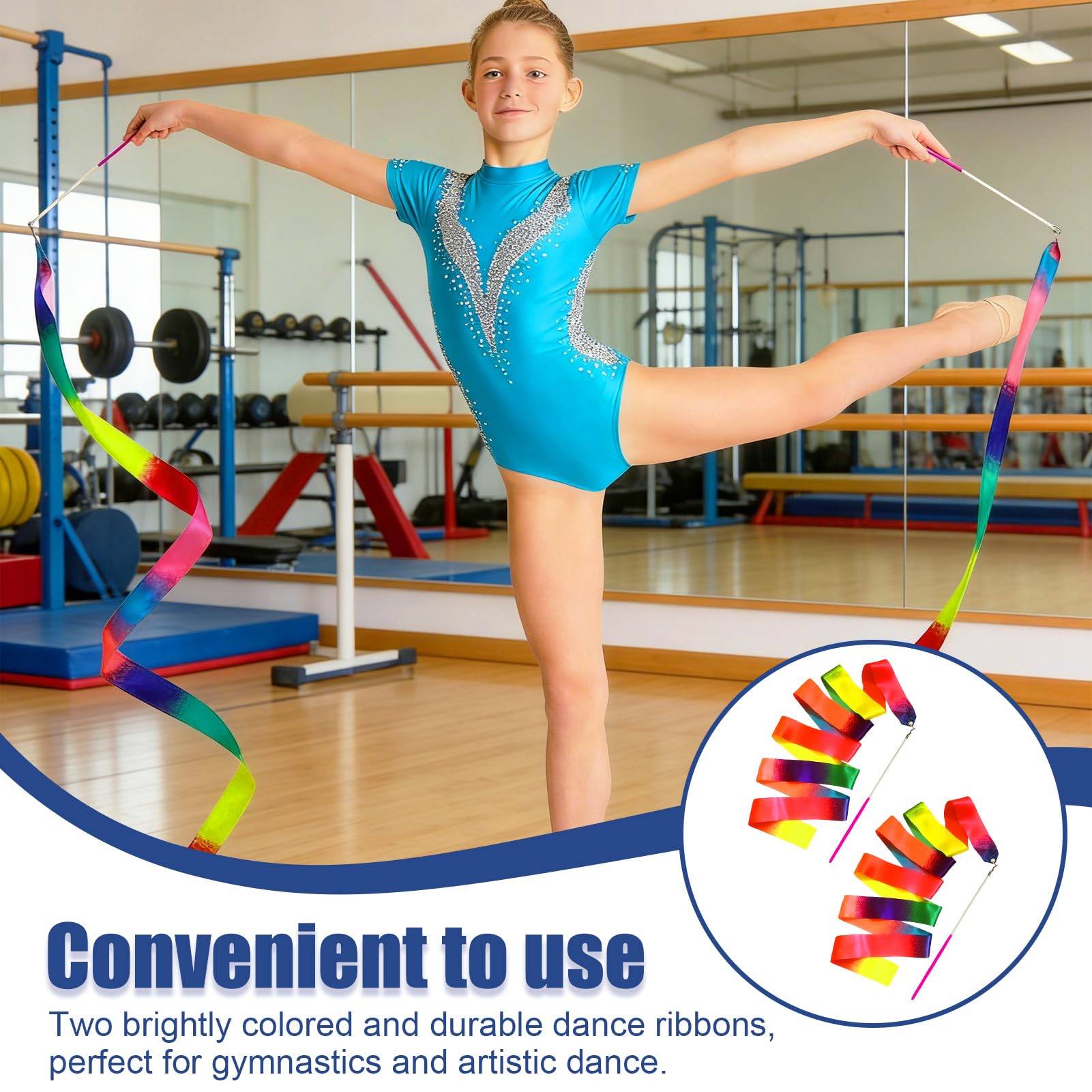 Ruban GRS Enfant 2 Pièces 2m - Ruban Gymnastique pour Danse et Entraînement Sportif