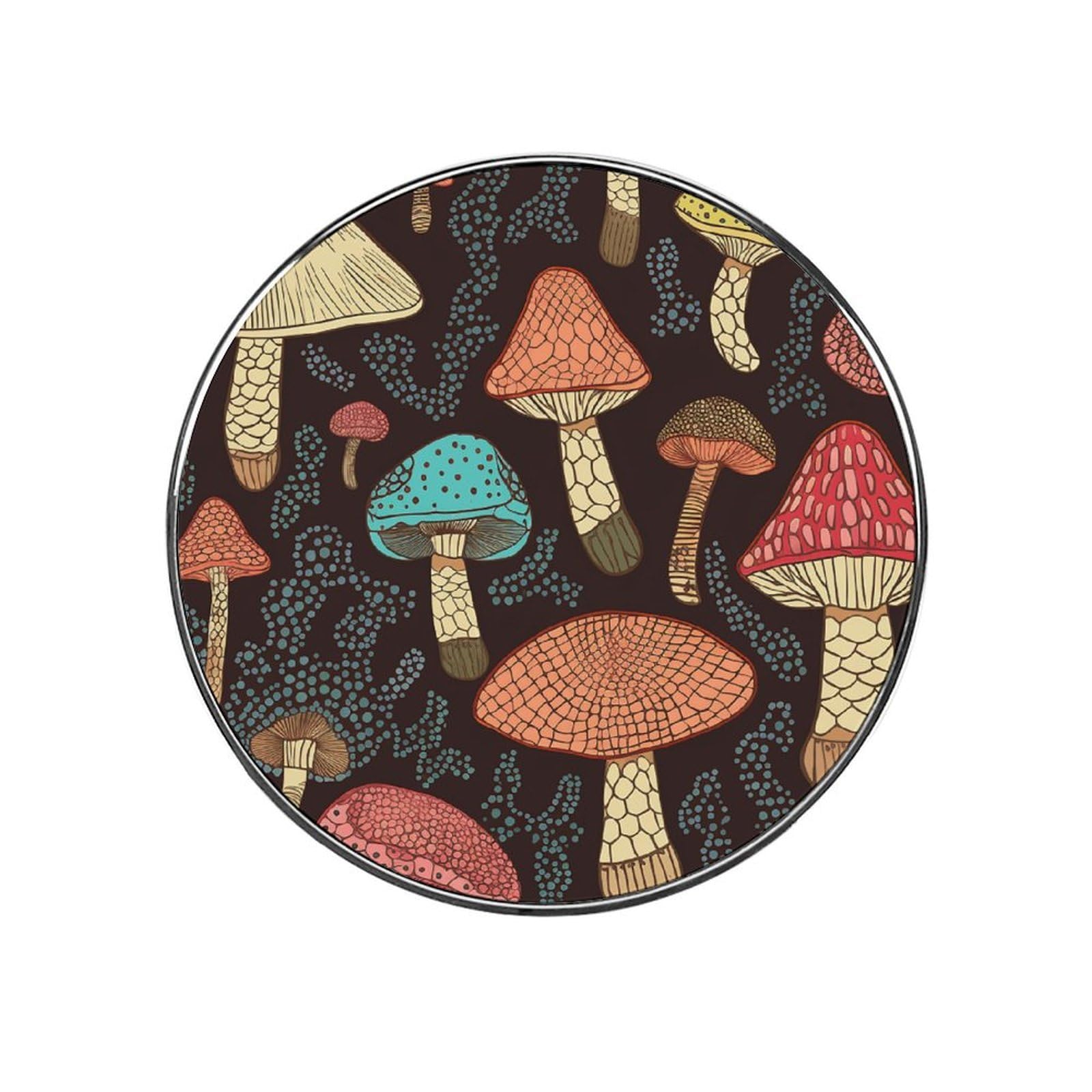 Refrigerator Magnet Mushroom Printing Fridge Magnet Alloy Material,Fun Personalized Refrigerator Sticker Round Decorative Magnet for Whiteboard Kitchen Locker