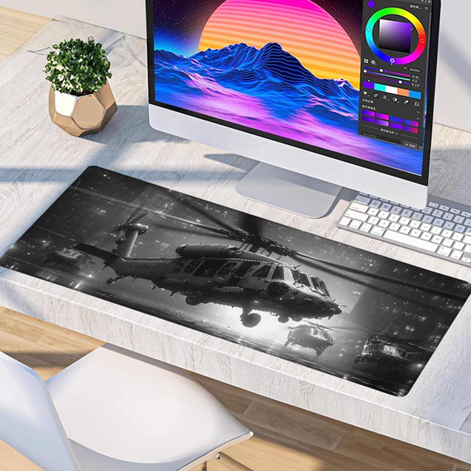 Tappetino Mouse Aereo, Tappetino Mouse XXL 1500x800x3mm, Mousepad Gaming Accessori Scrivania, Sottomano Scrivania con Base in Gomma Antiscivolo, Ufficio Accessori, per Ufficio, Gaming, Nero 8-6342