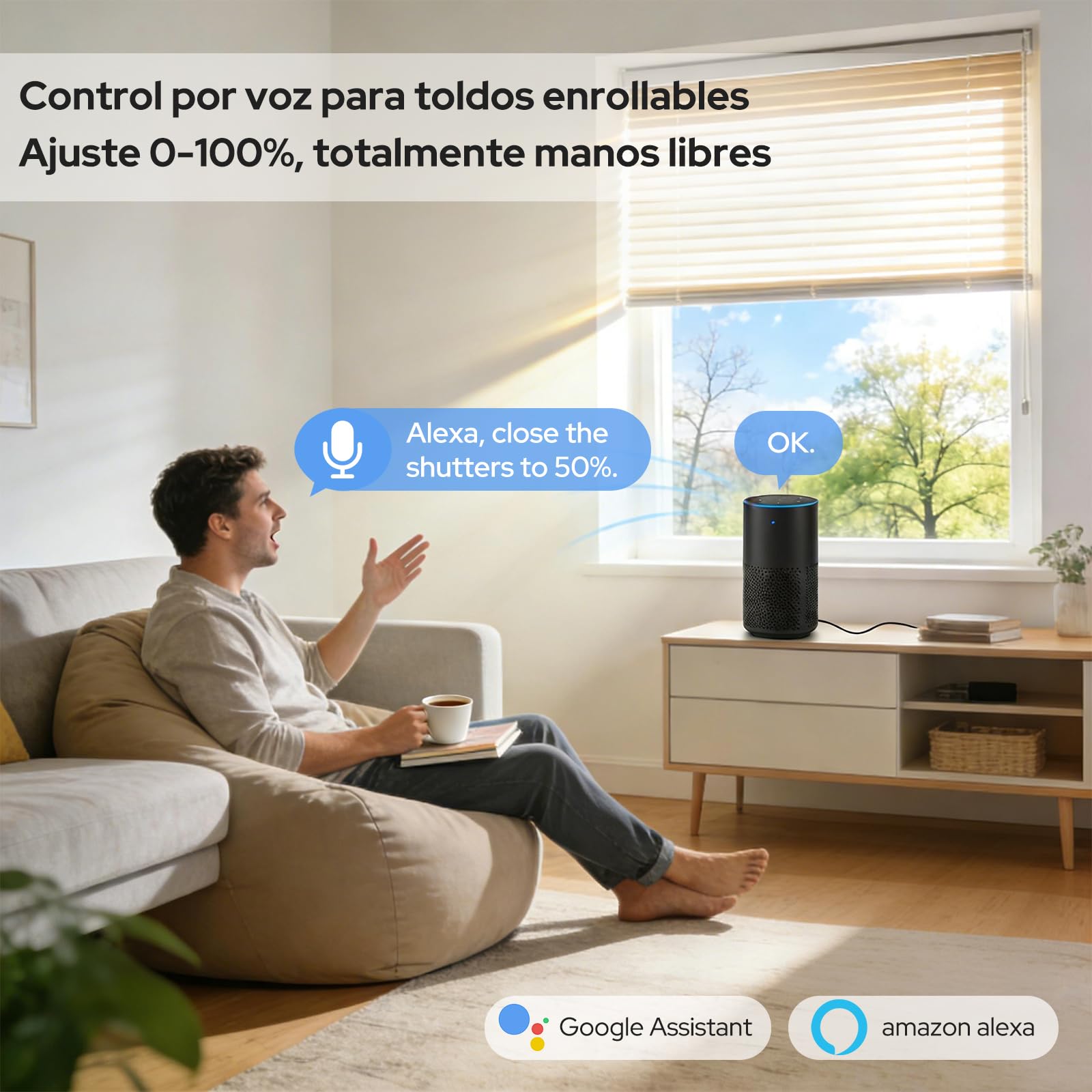 Interruptor Inteligente WiFi para Persianas LoraTap - Control de Porcentaje 0-100%, con Botones Físicos, Compatible con Alexa/Google Assistant, Compatible con Temporizador y Programación