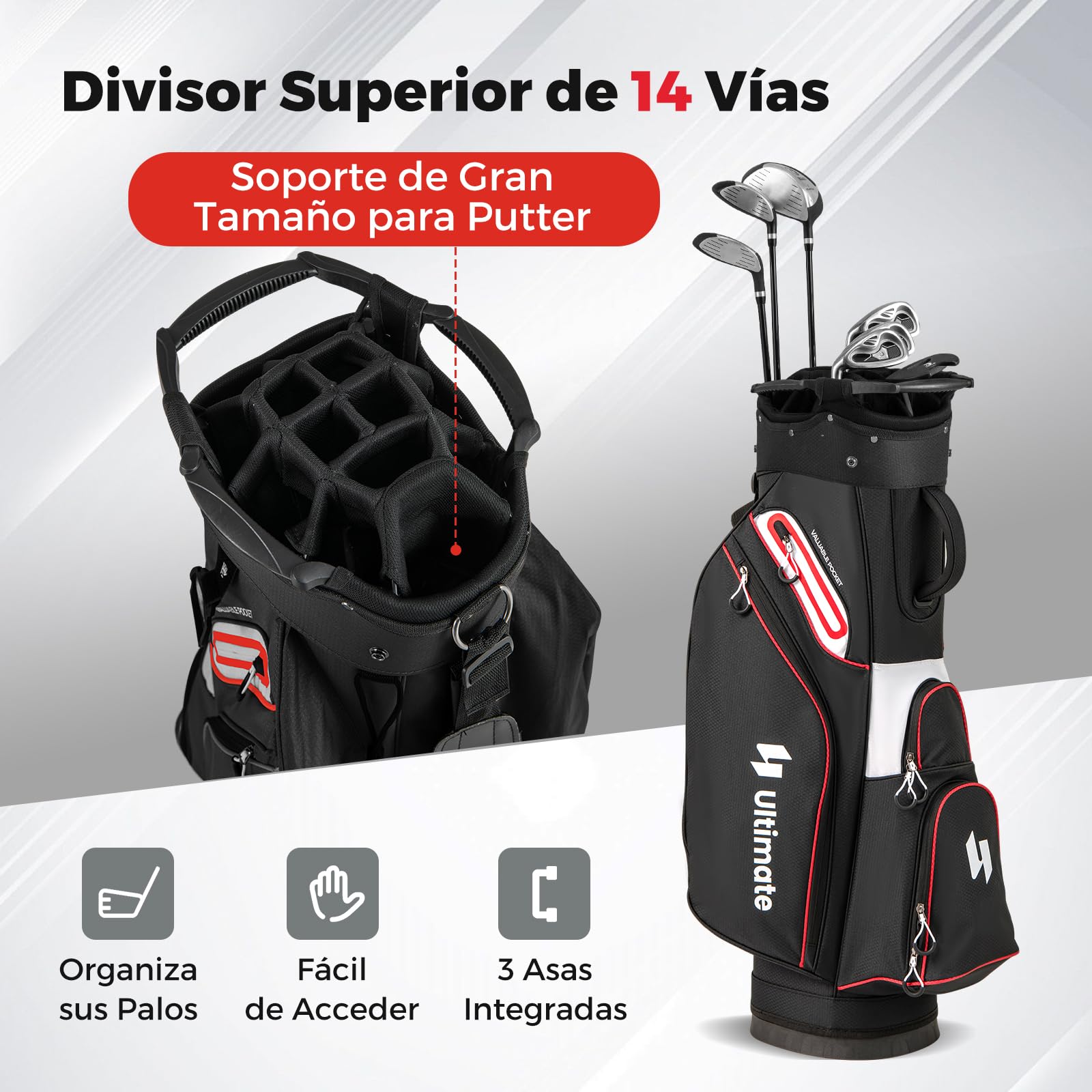 COSTWAY Bolsa Golf con 14 Divisores, Correa para el Hombro