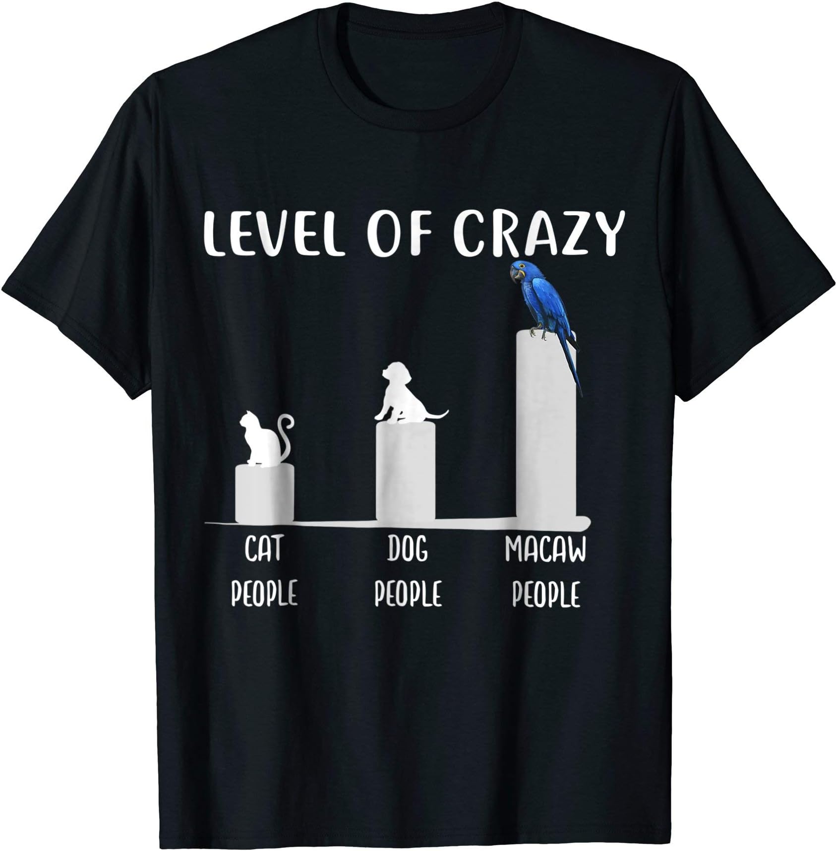 Funny Macaw T Shirt, Cute Macaw ShirtsHyacinth Macaw T-Shirt, Level of Crazy Macaw Tee Shirt