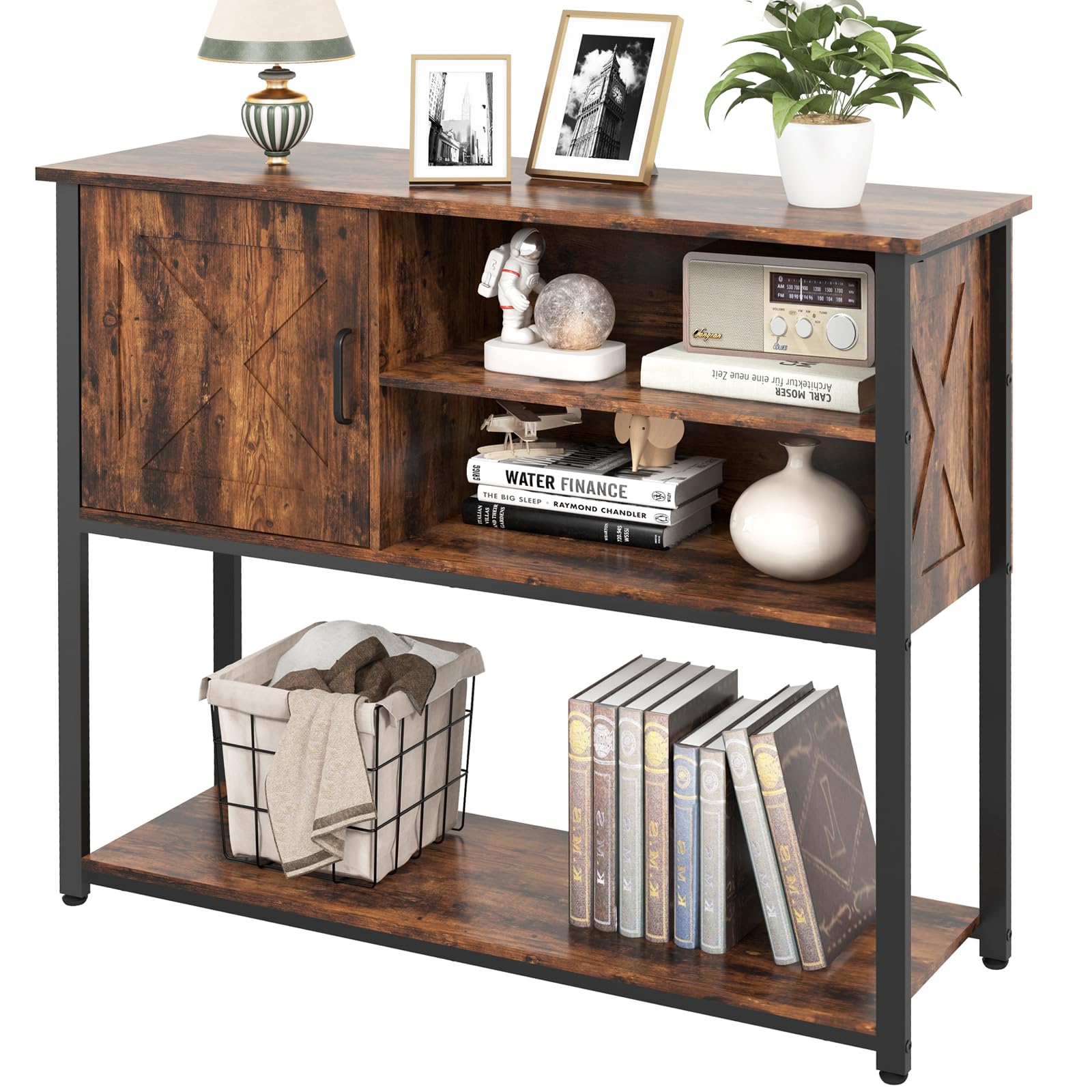 41" Console Table with Storage Shelf, Entryway Table with Storage, Behind Couch Table, Sofa Table for Entryway, Hallway, Living Room, Foyer, Kitchen, Rustic Brown