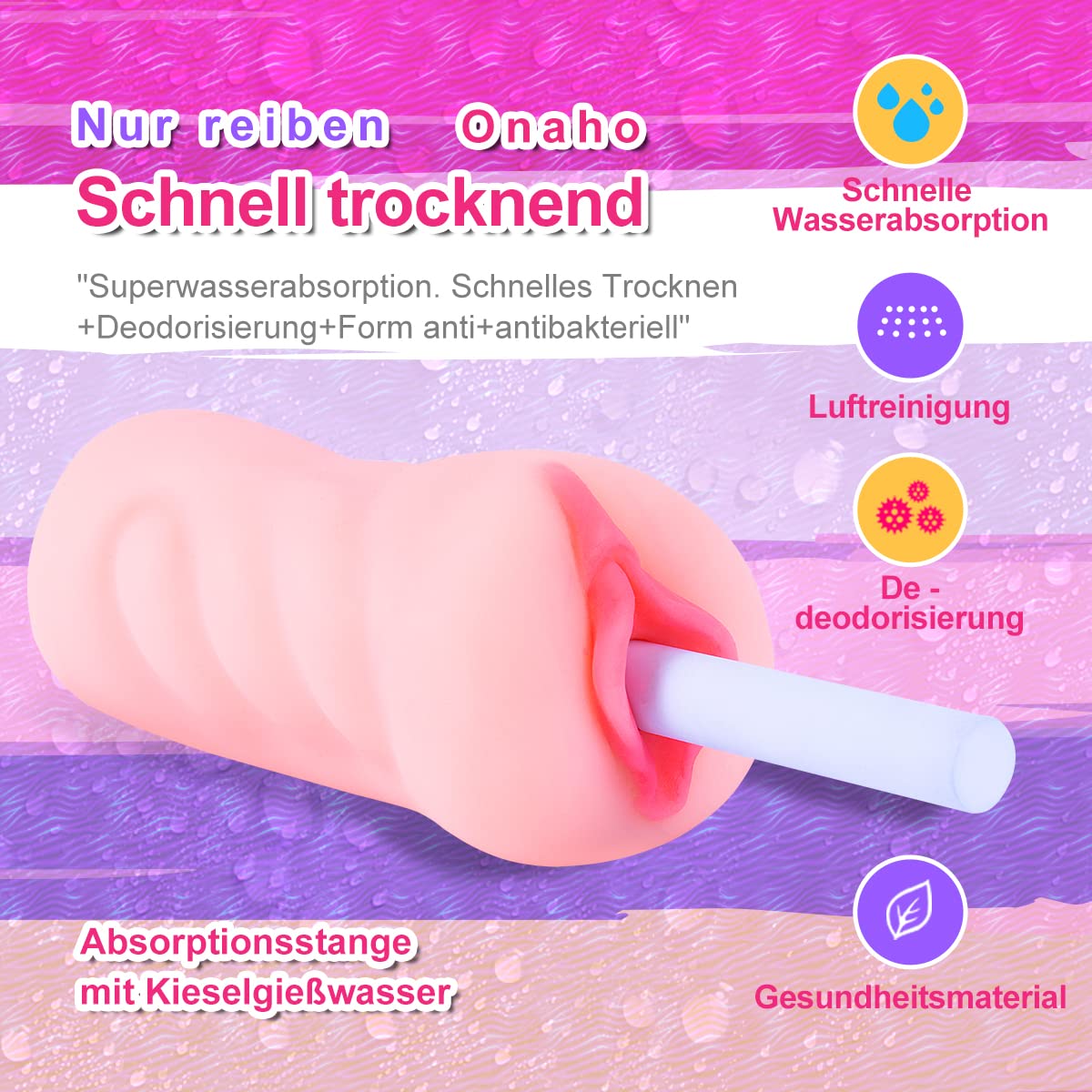 ZEMALIA Assorbimento dell'acqua per masturbatore coppa e masturbatori realistici, giocattolo sessuale, asciugatura rapida e deodorante, cura antibatterica