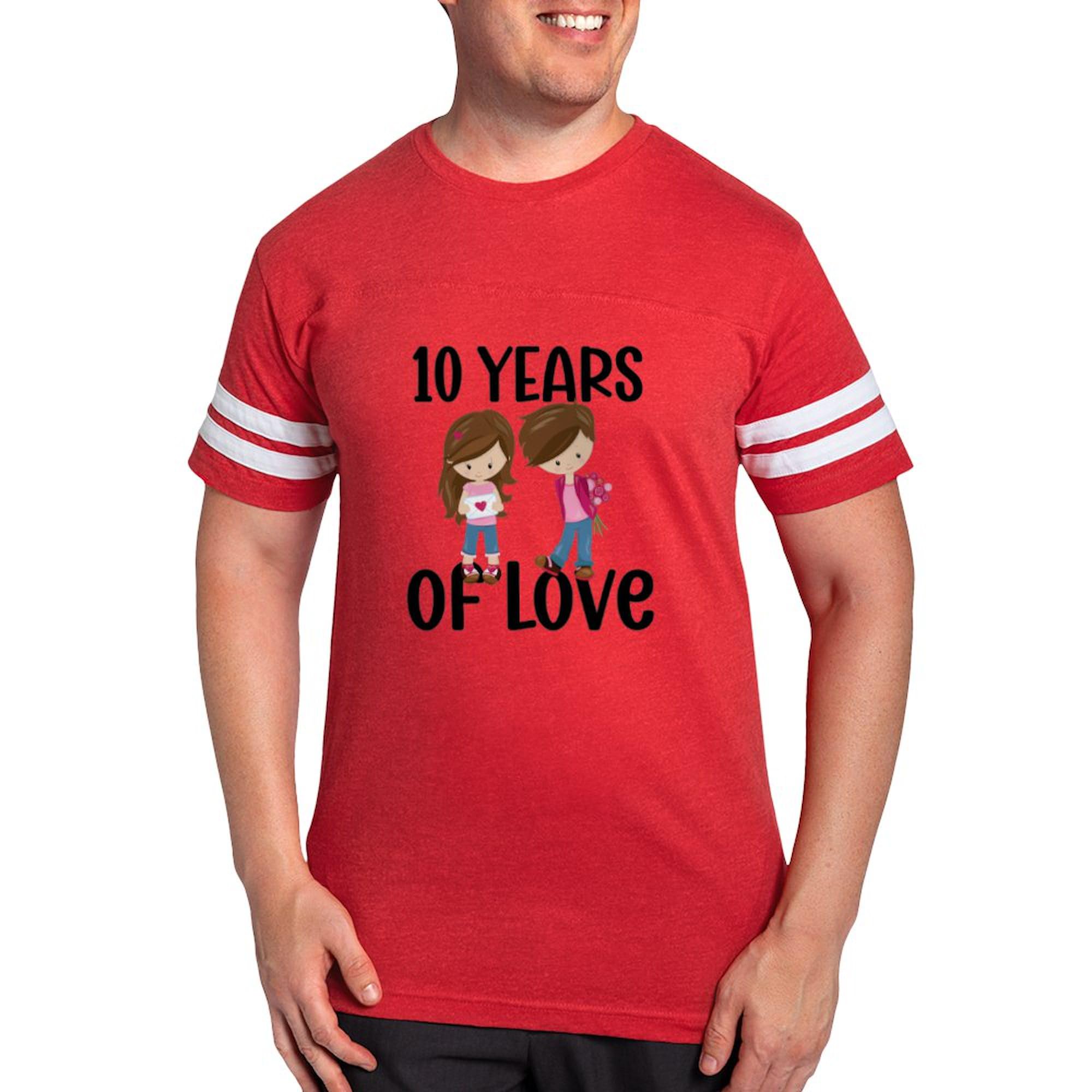 CafePress Tenth Anniversary 10 Year Men's Football T Shirt Men's Football T-Shirt Red