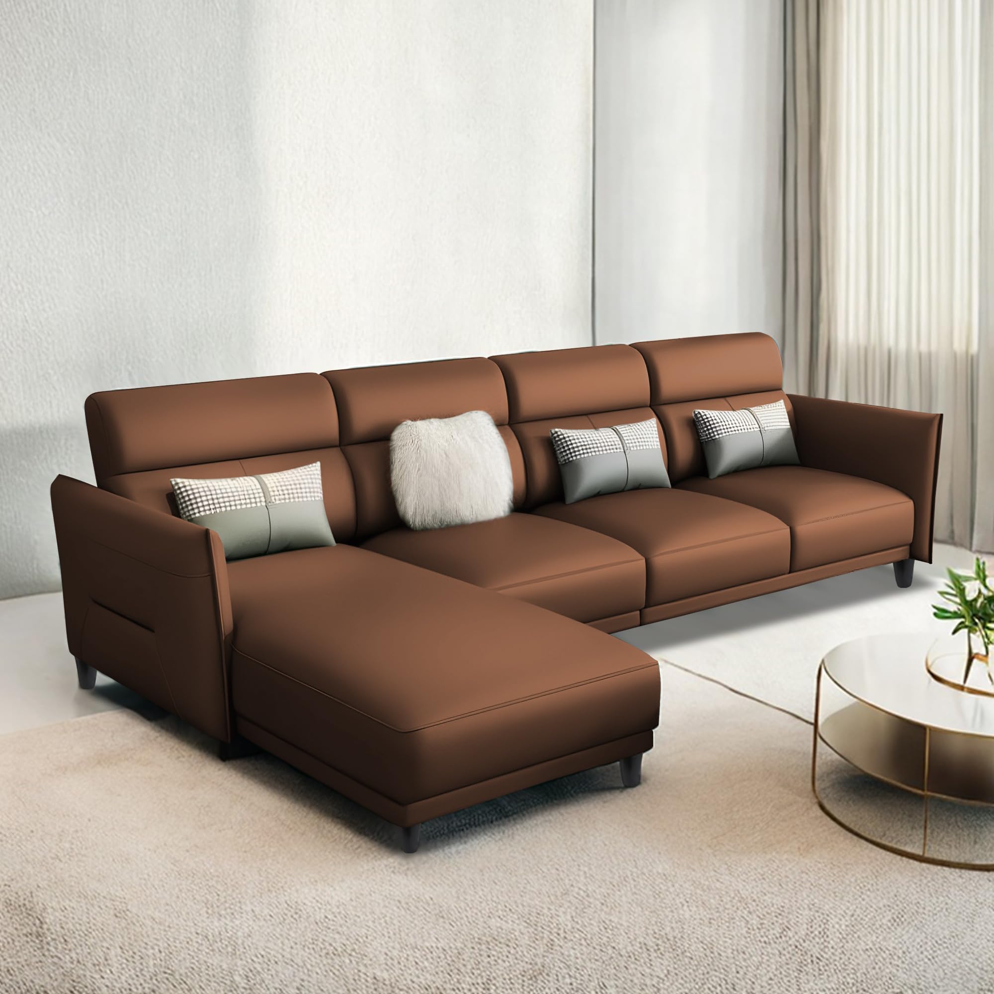Casaliving Skynet LHS 6 Seater L Shape Sofa Set for Living Room (Brown Colour) Premium Fabric Sofa Set-image-33