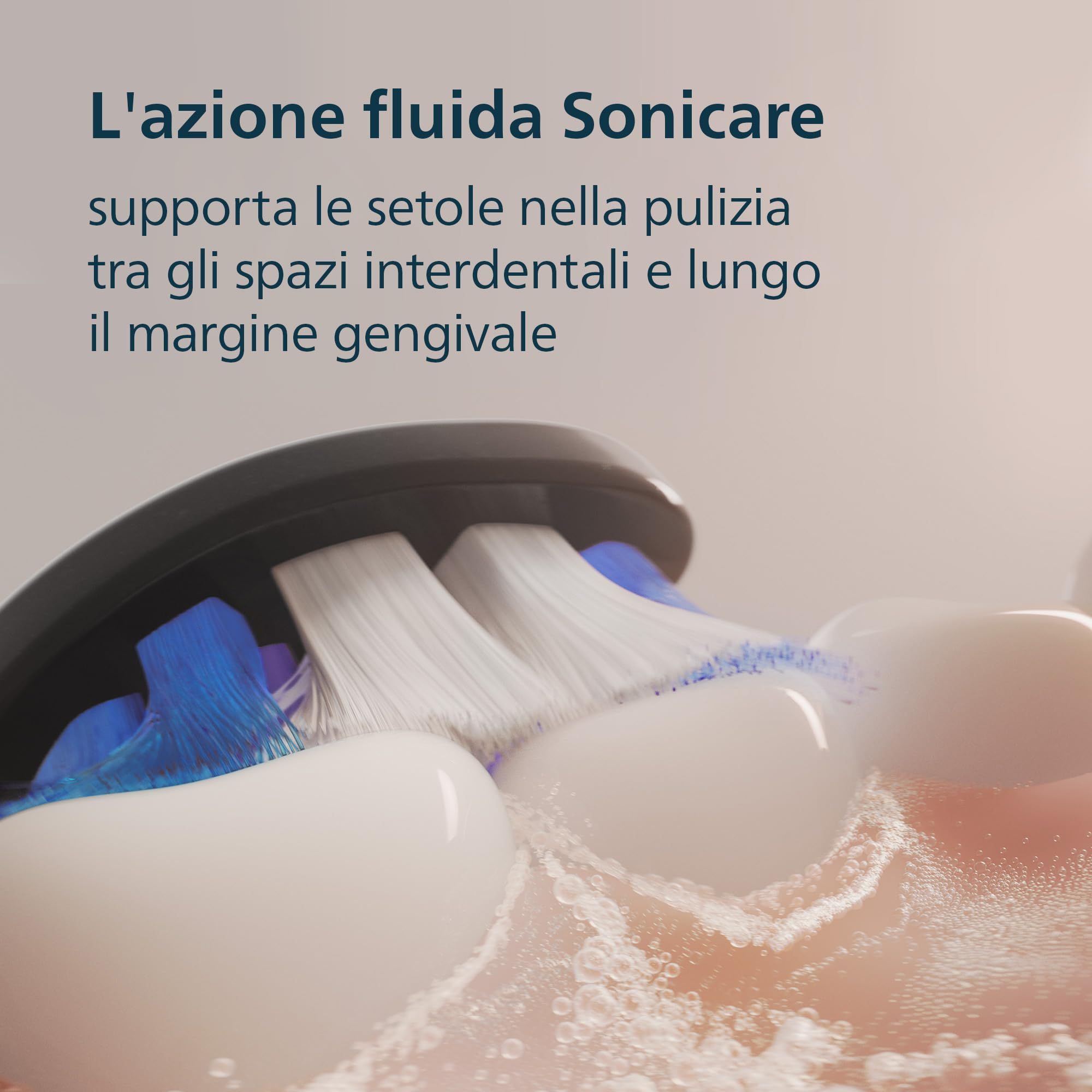 Spazzolino elettrico Philips Sonicare serie 6100 - tecnologia Next Generation Sonicare, sensore di pressione, 6 impostazioni, SmarTimer, BrushPacer, autonomia 21 giorni, custodia, blu navy, HX7403/07