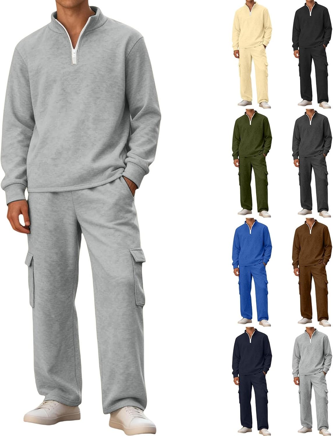 Men Sweatsuits Sets Casual Activewear Track Suits 2 Piece Set Quarter Zip Pullover and Sweatpants Jogging Suits