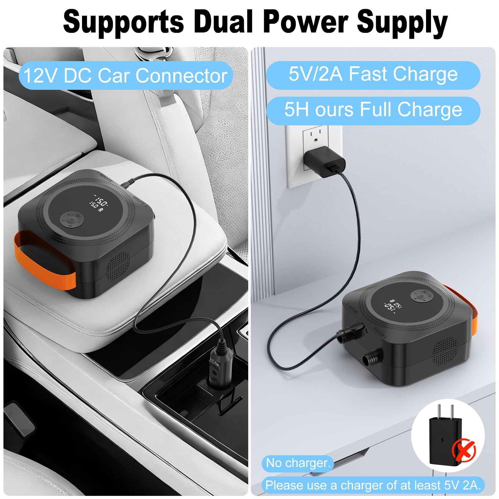 WARMTUYO SUP Pompa Elettrica, 22 PSI Pompa Aria Elettrica SUP ad Alta Pressione Ricaricabile, Intelligente Inflazione/Deflazione, Auto-Off per Tavole Gonfiabili Paddle Boards, Barche, Kayak, Kitesurf