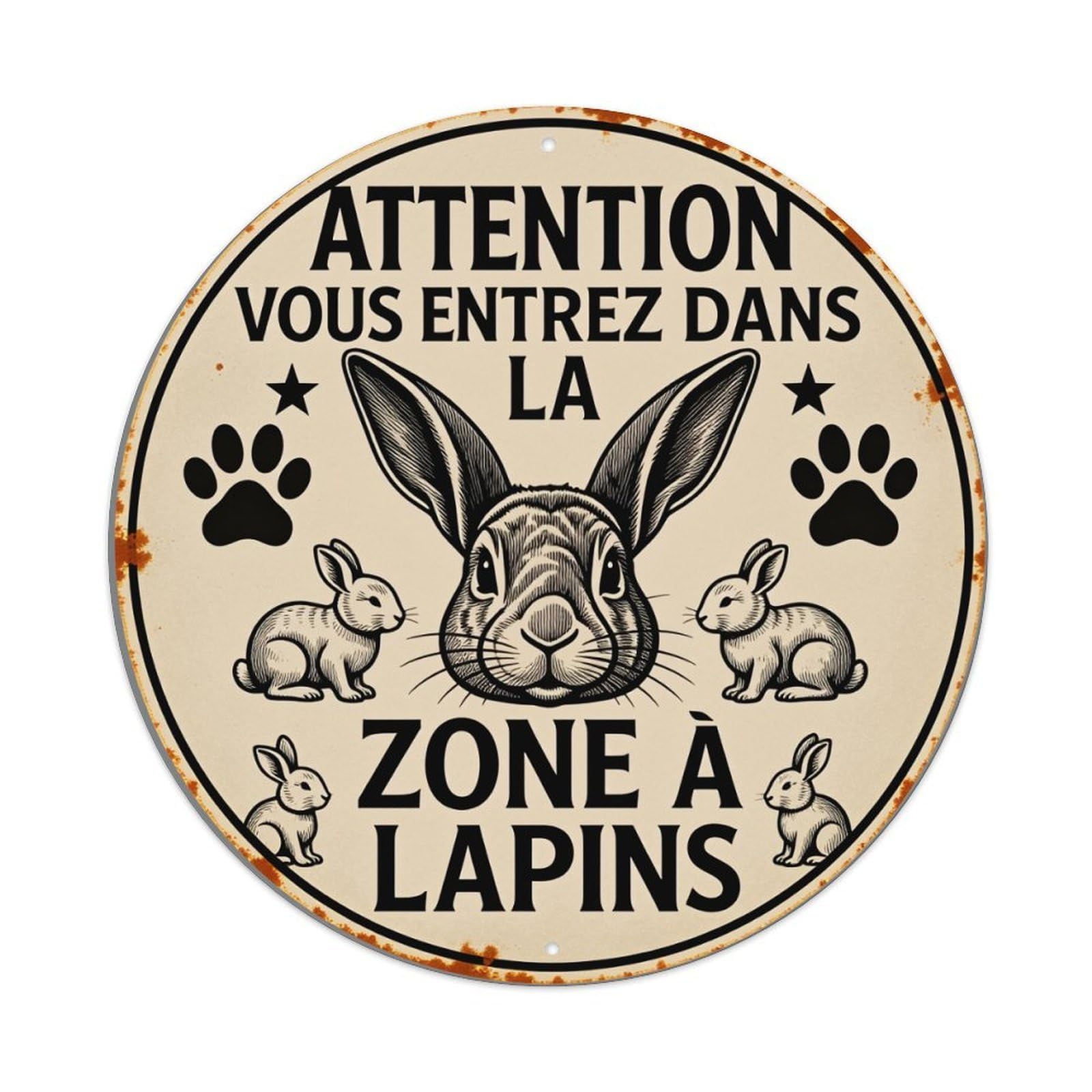 Rabbit Warning Sign Pattern Print Metal Tin Sign Vintage Garden Bedroom Cafe Bar Man Cave Home Wall Decor Metal Poster 8x8 inches