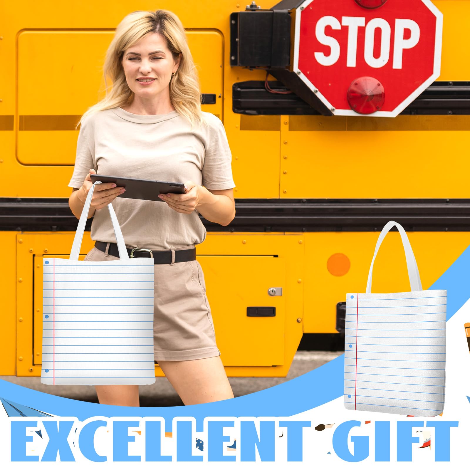 Borsa in tela per appunti con scritta "Thank You" (lingua italiana non garantita), regalo per insegnanti, per feste in ufficio