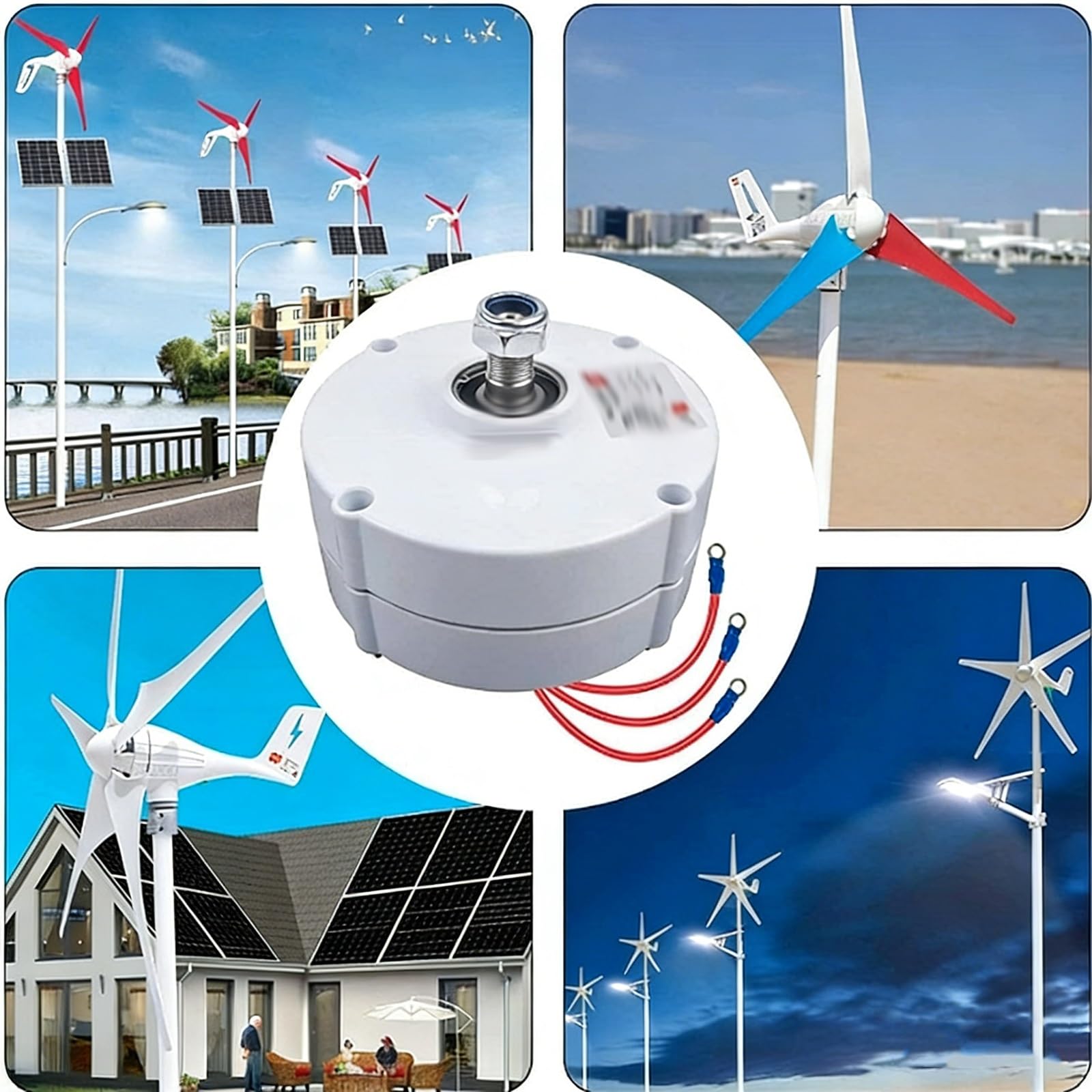 Trójfazowy generator energii wiatrowej, generator wiatru z magnesami trwałymi, alternator, uzwojenie z czystej miedzi, stabilna moc o wysokiej wydajności (A1100 obr./min, 12 V)