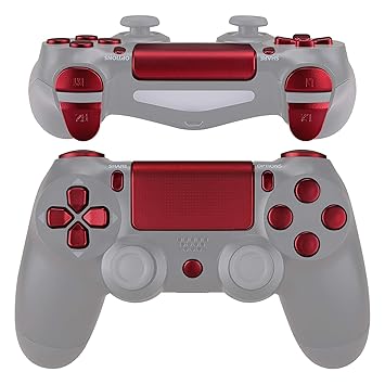 eXtremeRate Replacement D-pad R1 L1 R2 L2 Trigger Touchpad Action Home Share Options Buttons, Scarlet Red Full Set Buttons Repair Kits with Tool for Playstation 4 PS4 Slim PS4 Pro CUH-ZCT2 Controller