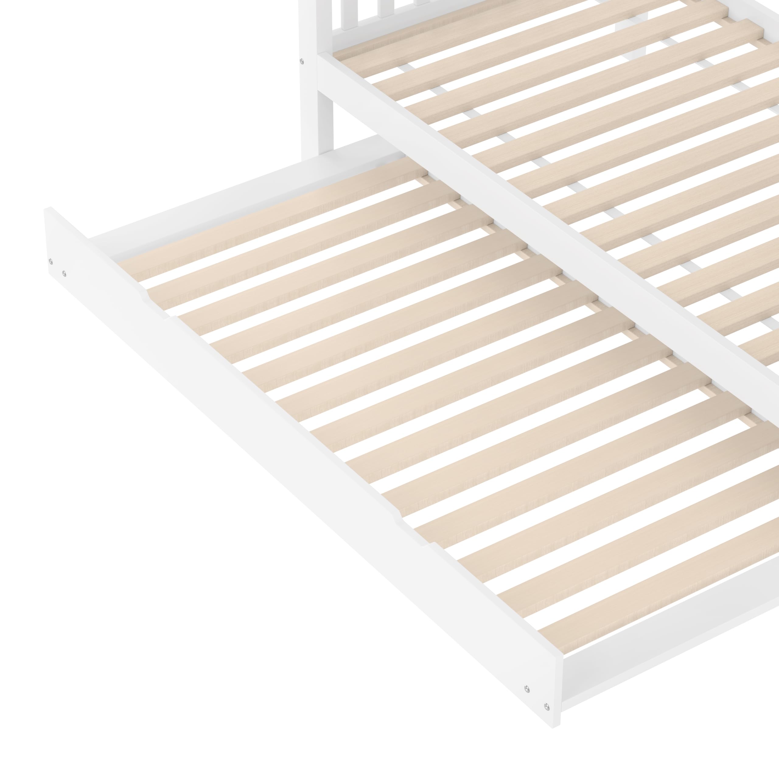 Idemon Letto a castello 90 * 200 cm, con struttura a scaletta, con rete estraibile, spondine alte, per bambini e ragazzi, certificato secondo EN747-1, scala intercambiabile a sinistra e destra, bianco