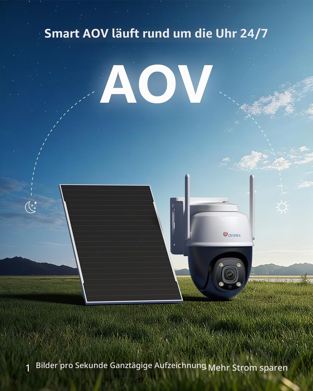 Ctronics AOV 24/7 4G Überwachungskamera Aussen Solar, Auto Tracking