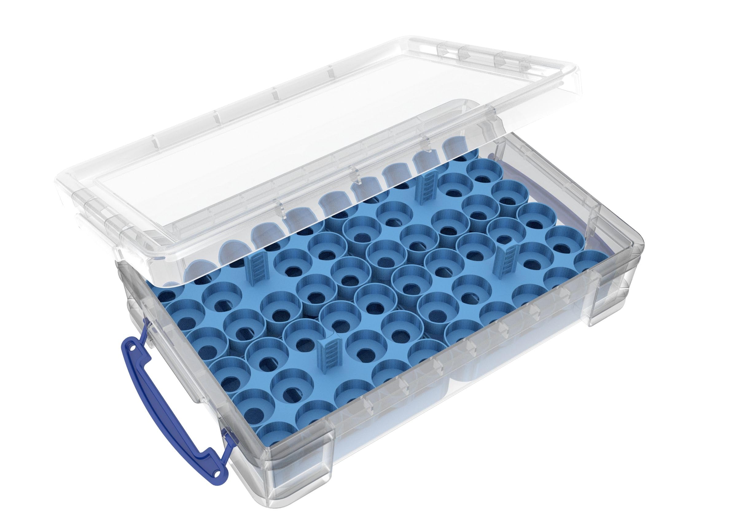 Feldherr paint racks + token trays compatible with 4L Really Useful Boxes - 56 Citadel Paint Pots (12 ml) + game material, Color:Sky Blue, Really Useful Boxes:Box 4 l included