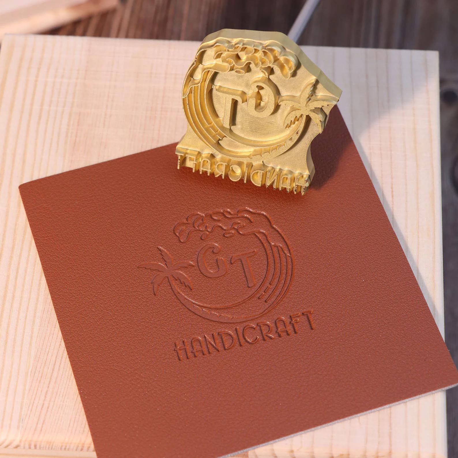 Chu6an6d Yellow Custom Leather Brass Stamp - Personalized Stamp For Craftsman, Logo Text Hammer Press Leathercrafting Tool, Gift For Craftsman, Custom Brand Embossing