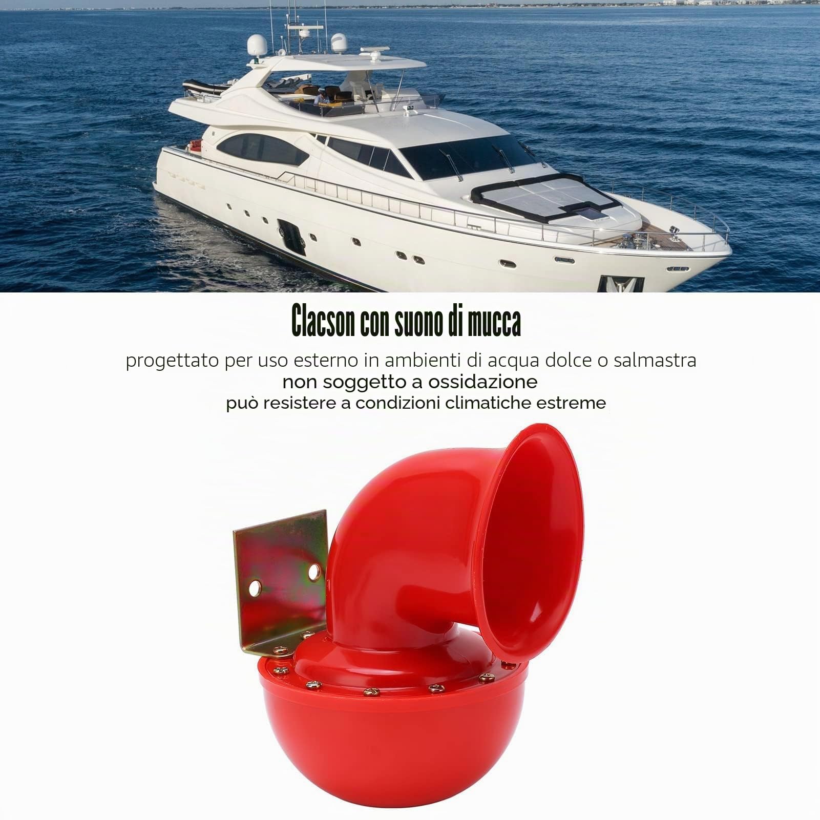 Clacson Per Auto, Clacson Ad Aria Rossa da 150 DB Corno di Toro Elettrico Suono di Mucca Corno di Metallo Impermeabile Tono Alto Basso Misura Universale Parti Elettroniche Alternative Per Auto