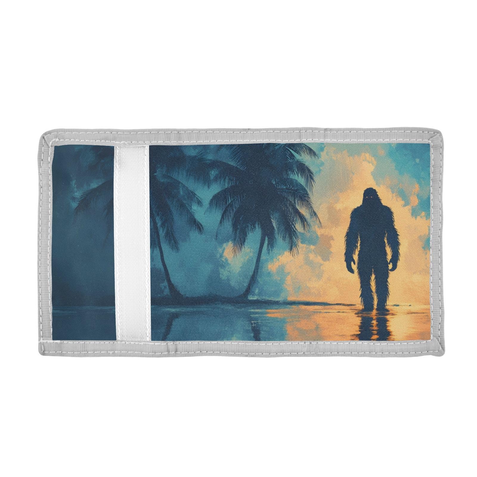 FOLIOSA Kids Wallet for Boys Girls Beach Sasquatch Print Youth Wallet with Zipper Pocket Card Holders, Novelty Wallet 4.9×2.9 in