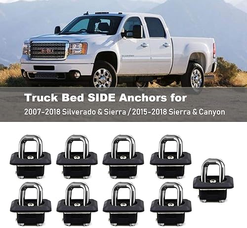 Miniatura 2 de Paquete de 9 anclajes de amarre retráctiles para caja de camioneta para Silverado y Sierra 1500 2500HD 3500HD 2007-2018, Colorado y Canyon 2015-2019