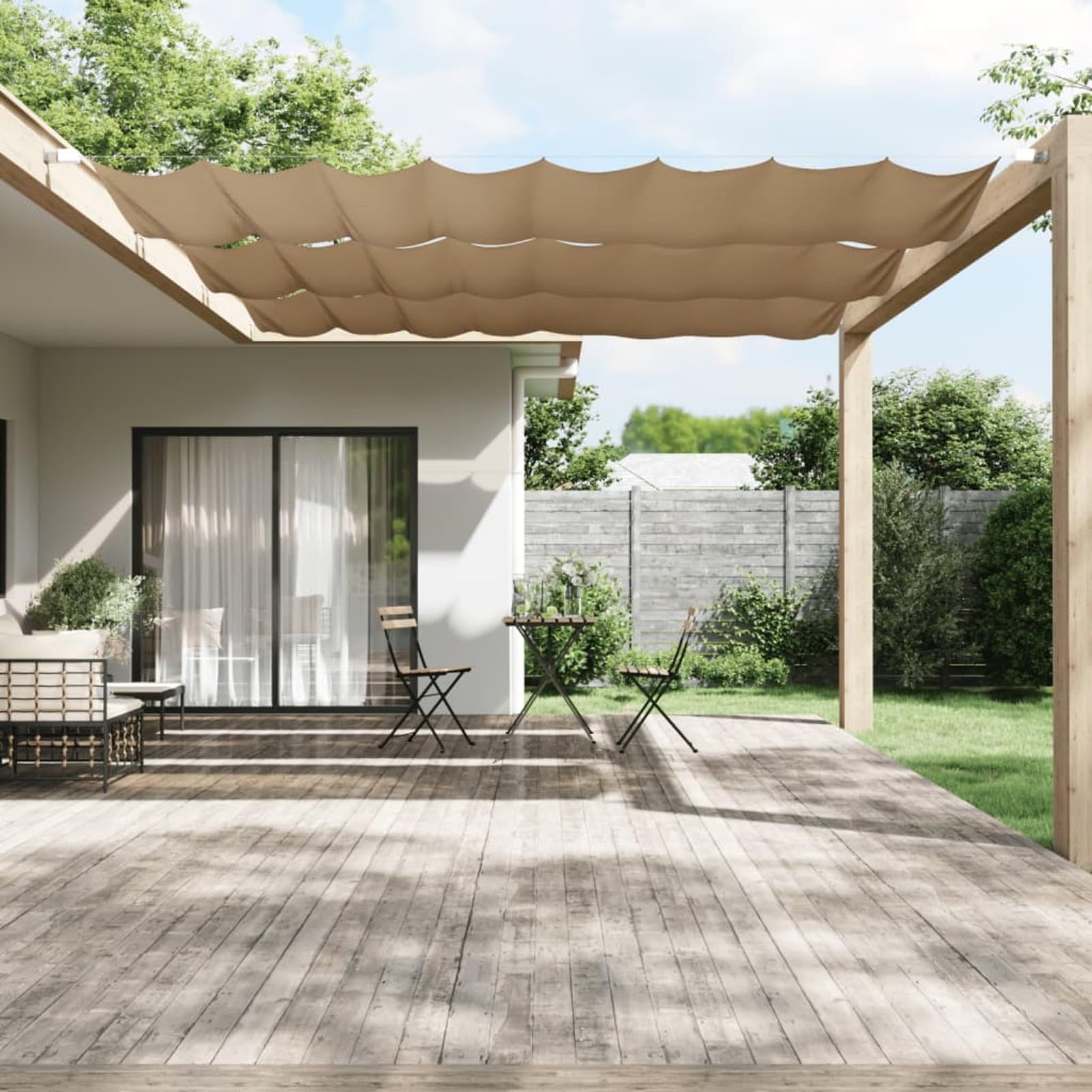 Xichuzi Senkrechtmarkise, Balkon Markise, Sonnenschutz, Balkon überdachung, Sonnenmarkise, Terrassen-markisen, Taupe 140x420 cm Oxford-Gewebe Garten