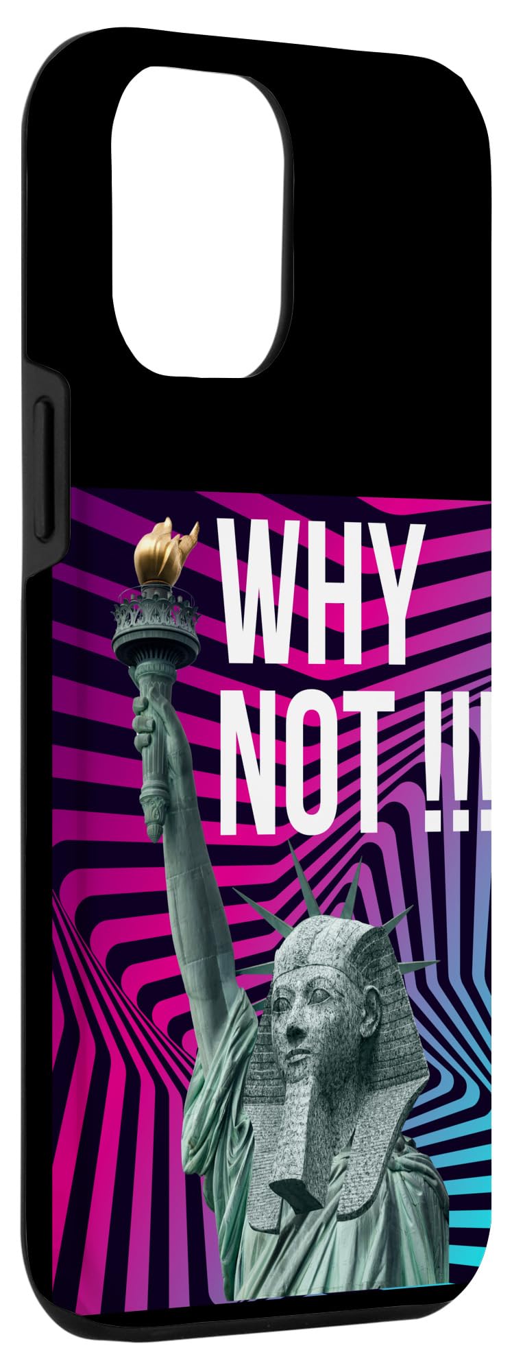 iPhone 13 Pro Max Why Not Funny Cool Statue Of Liberty Sphinx Illustration Case - Image 3