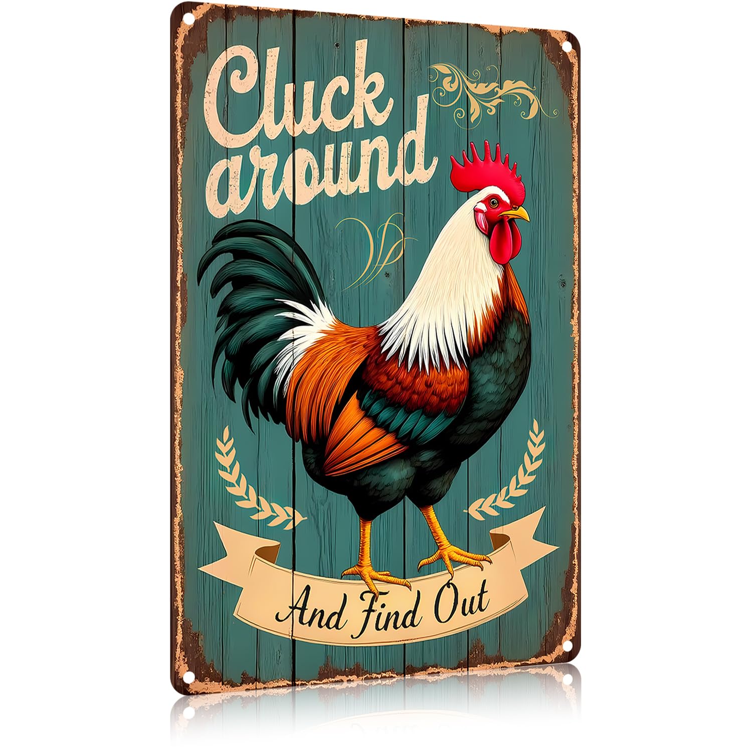Vintage Metal Tin Sign Chicken Gifts Rooster Dcor Cluck Around And Find Out Rustic For Home Farm Chicken Coop Decor 8x12 Inch (9703) Custom Private Property Signs Outdoor