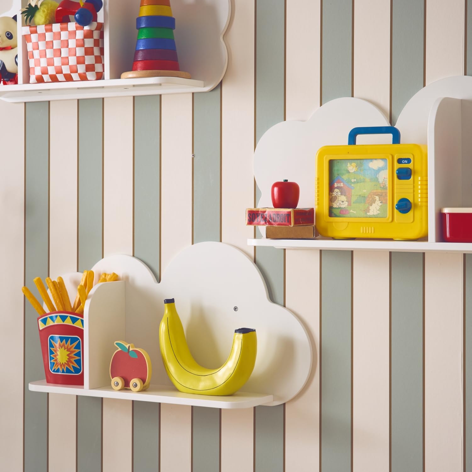 Sweeek Estantería de pared nube para dormitorio infantil Nephos Blanco 34.5x12x23.5 cm Set de 3