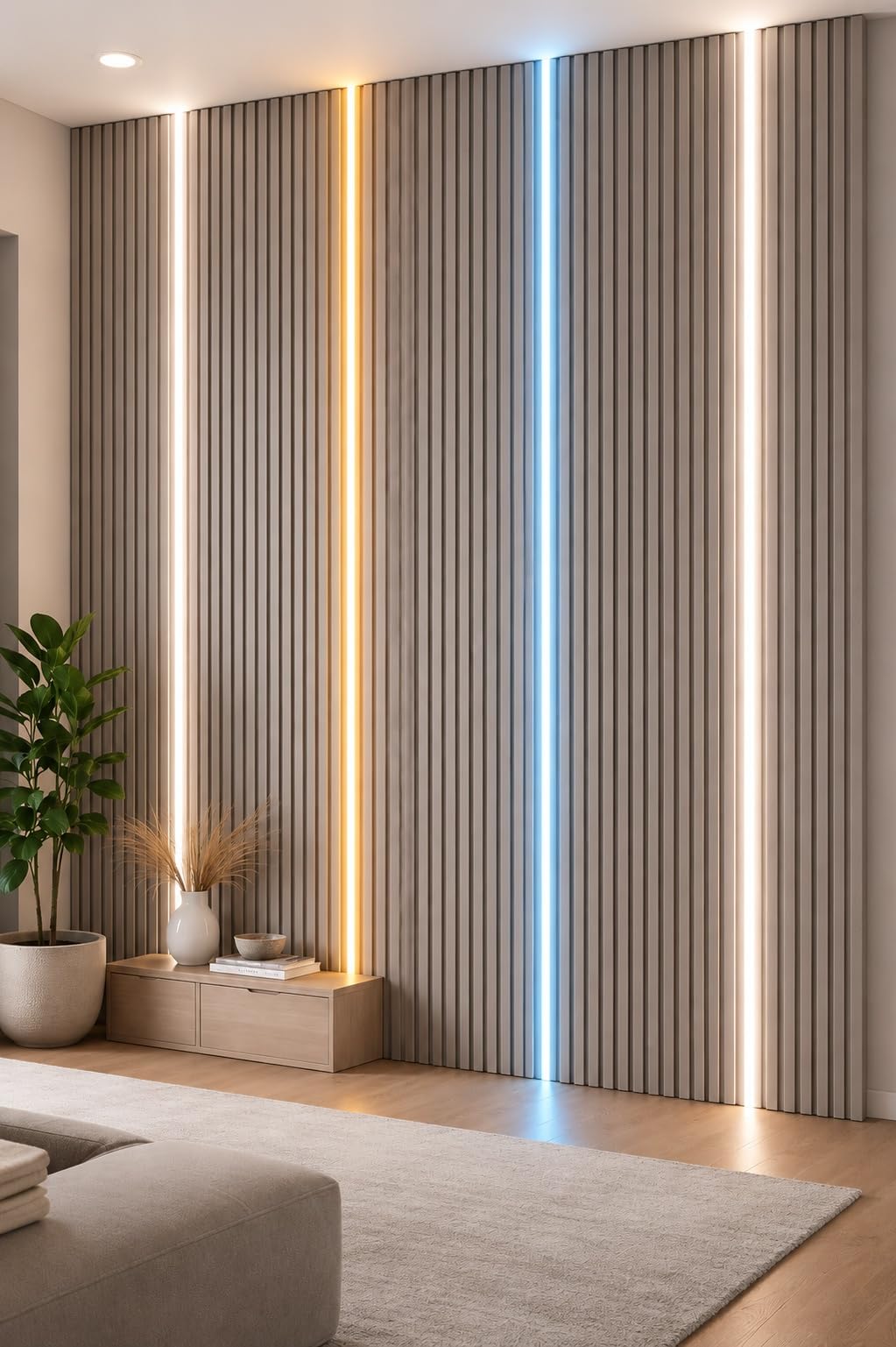 Kelsey Stores Acoustic Wall Panels LED Strips Lights 240CM Pack of 4 Coloured Options 14MM Width Cuttable Flexible