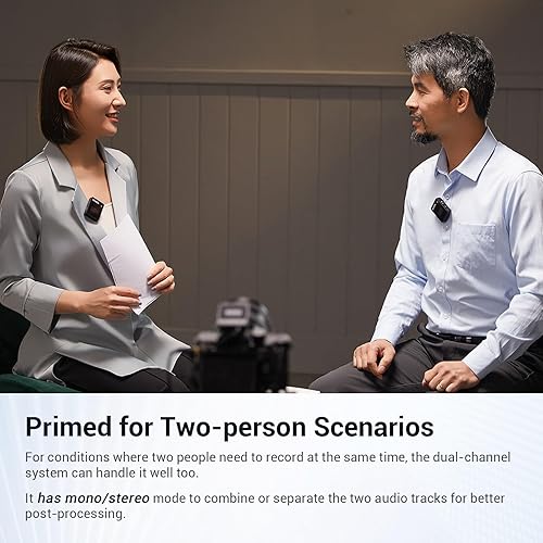 Miniatura 4 de Godox MoveLink II M2 Sistema de micrófono inalámbrico Lavalier (2 TX + 1 RX + estuche de carga), micrófono inalámbrico con cancelación de ruido de