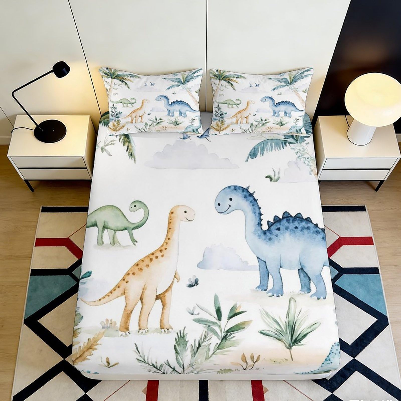 3D Printed Cute Elephant Fitted Sheet Microfiber Non-Slip Deep Pocket Artistic Bedroom Mattress Fitted Cover 120x200x25cm