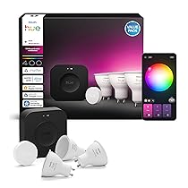 Philips Hue Starter Kit, Con Hub Bridge Pro, 3 lampadine smart GU10 e Smart button, Lampadine intelligenti con luce bianca e colorata, Luci smart compatibili con Alexa, Google Assistant e Apple Home