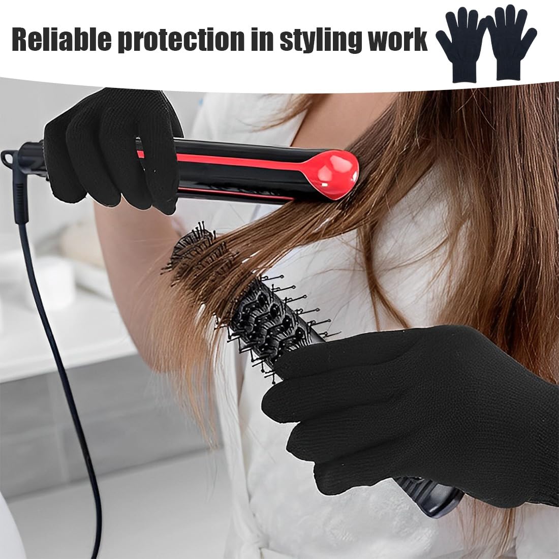 2 Pièce Gants Professionnels Résistants À La Chaleur Pour Coiffure, Fer À Friser, Gants De Blocage De La Chaleur Pour Main Gauche Et Droite