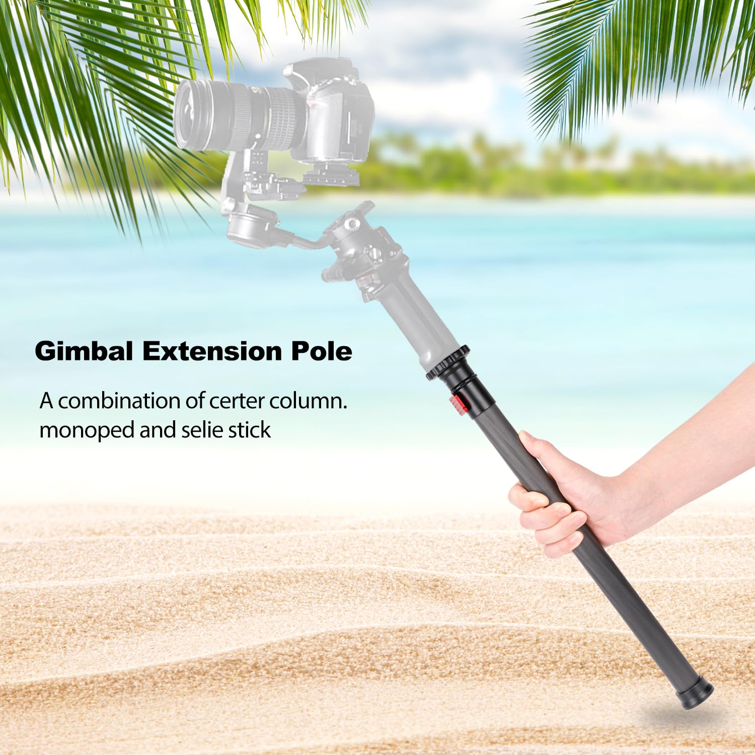 Koolehaoda Tube d'extension 70cm Rallonge de Trépied Télescopique en Fibre de Carbone avec vis de 1/4" à 3/8" pour Appareils Photo, Trépieds, Monopodes, Charge maximale de 15 kg
