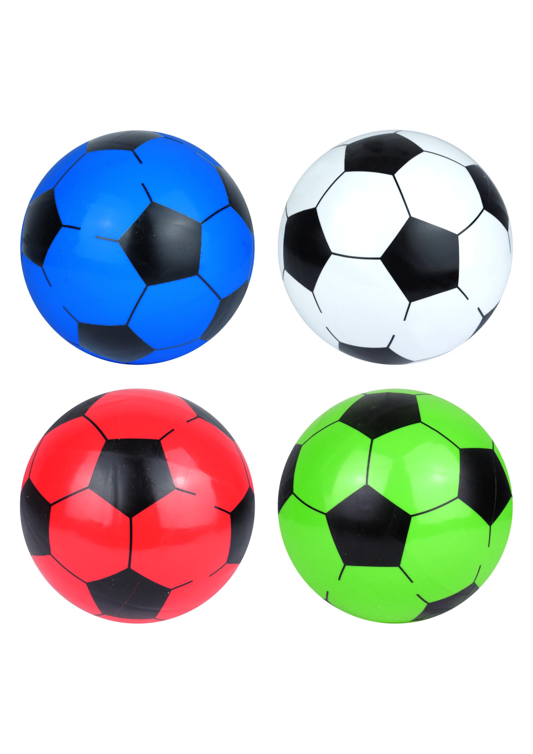 HENBRANDT 12 x PVC Footballs 23cm for Kids in Four Assorted Colours - Inflatable Beach Toy Ball - Garden Games for girls and boys
