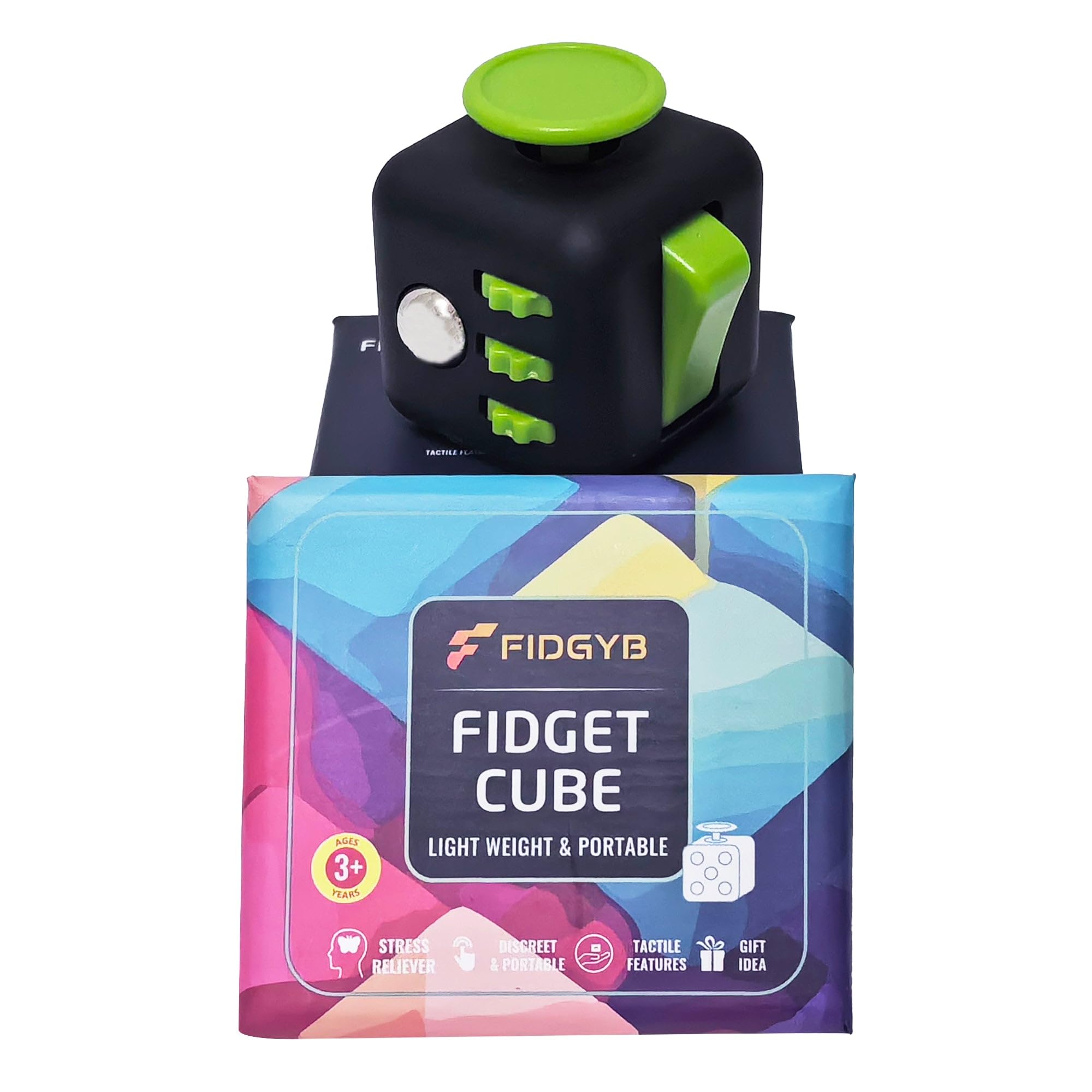Fidget Cube kostka antystresowa dla dorosłych i dzieci, gładka, cicha zabawka sensoryczna w przypadku lęku, koncentracji i ADHD [czarna i zielona]