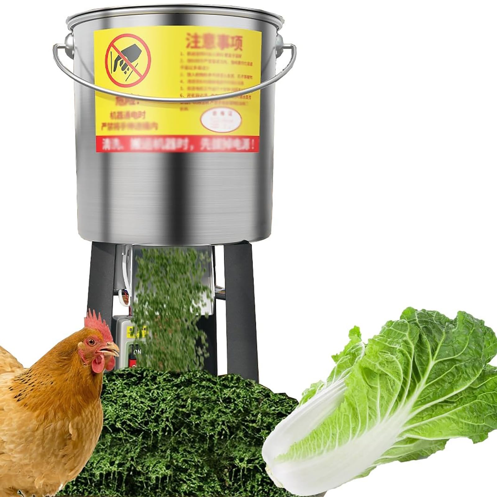 KEhtu Robots Culinaires Et Hachoirs Commerciaux À 4 Lames, Coupe-légumes Robuste en Acier Inoxydable 800 W, Équipement Agricole pour Poulets, Canards Et Porcs