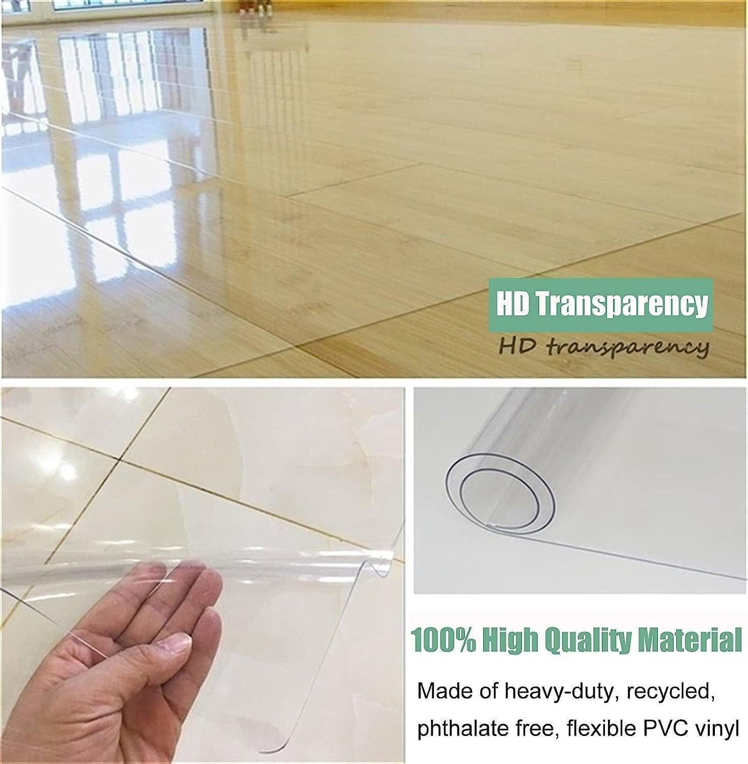 PVC Transparent Floor Mat, Non-Slip Transparent Office Floor Mat, Plastic Office Floor Mat, Office Chair Mat(80 * 80cm)