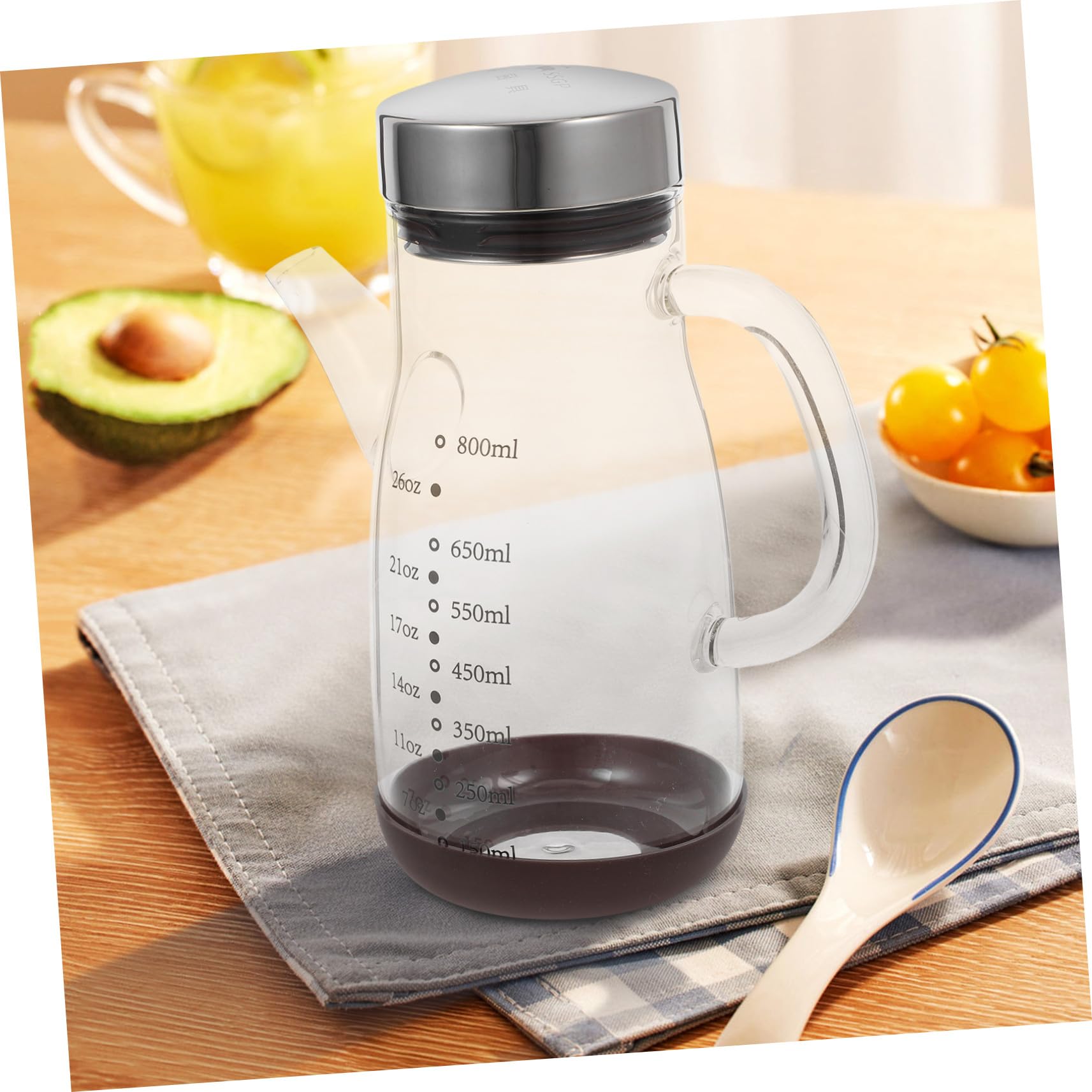 Alipis Aceitera de Vidrio Transparente Gran Capacidad Botella Dispensadora de Aceite para Cocina para Almacenar Aceite Vinagre o Otras Salsas la Mesa Cocina