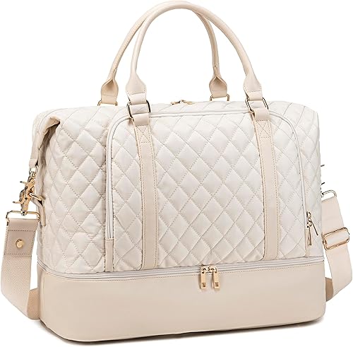 CAMTOP Bolsa de viaje para mujer, bolsa de viaje para mujer, bolsa de mano para computadora portátil de 15.6 pulgadas, 6012 Beige