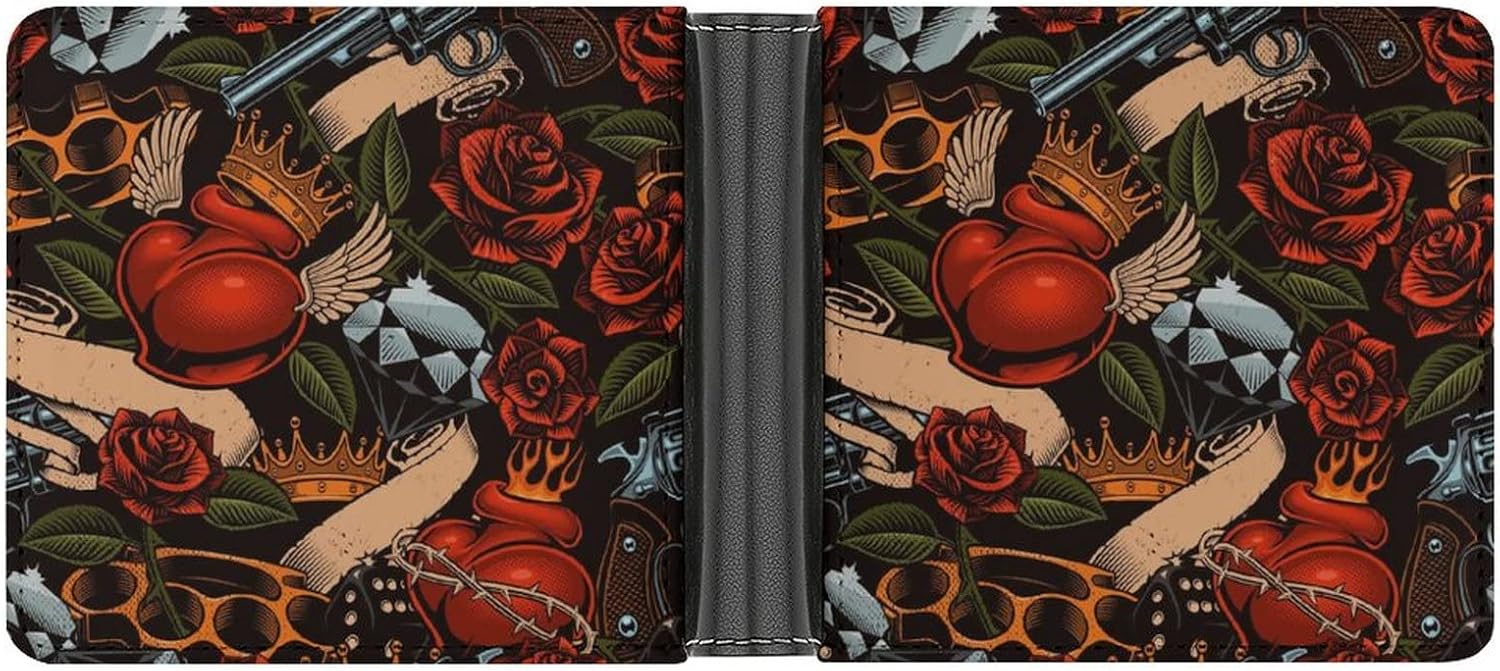Billetera De Hombre De Rosas Formato De Cartera Tarjetero Cartera Fina De Piel