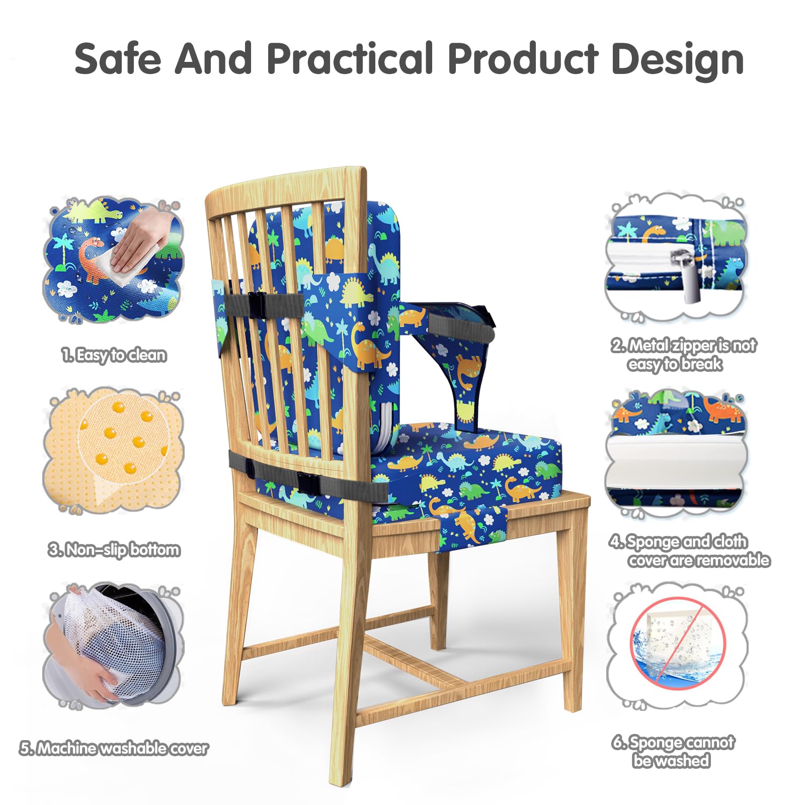 Cojin Elevador NiñOs,Elevador Silla Para NiñOs Comer,Asiento Elevador NiñOs Mesa,Alzador Silla Para NiñOs Comer,Cinturón de seguridad ajustable,2PC Apto para niños de 3 a 12 años